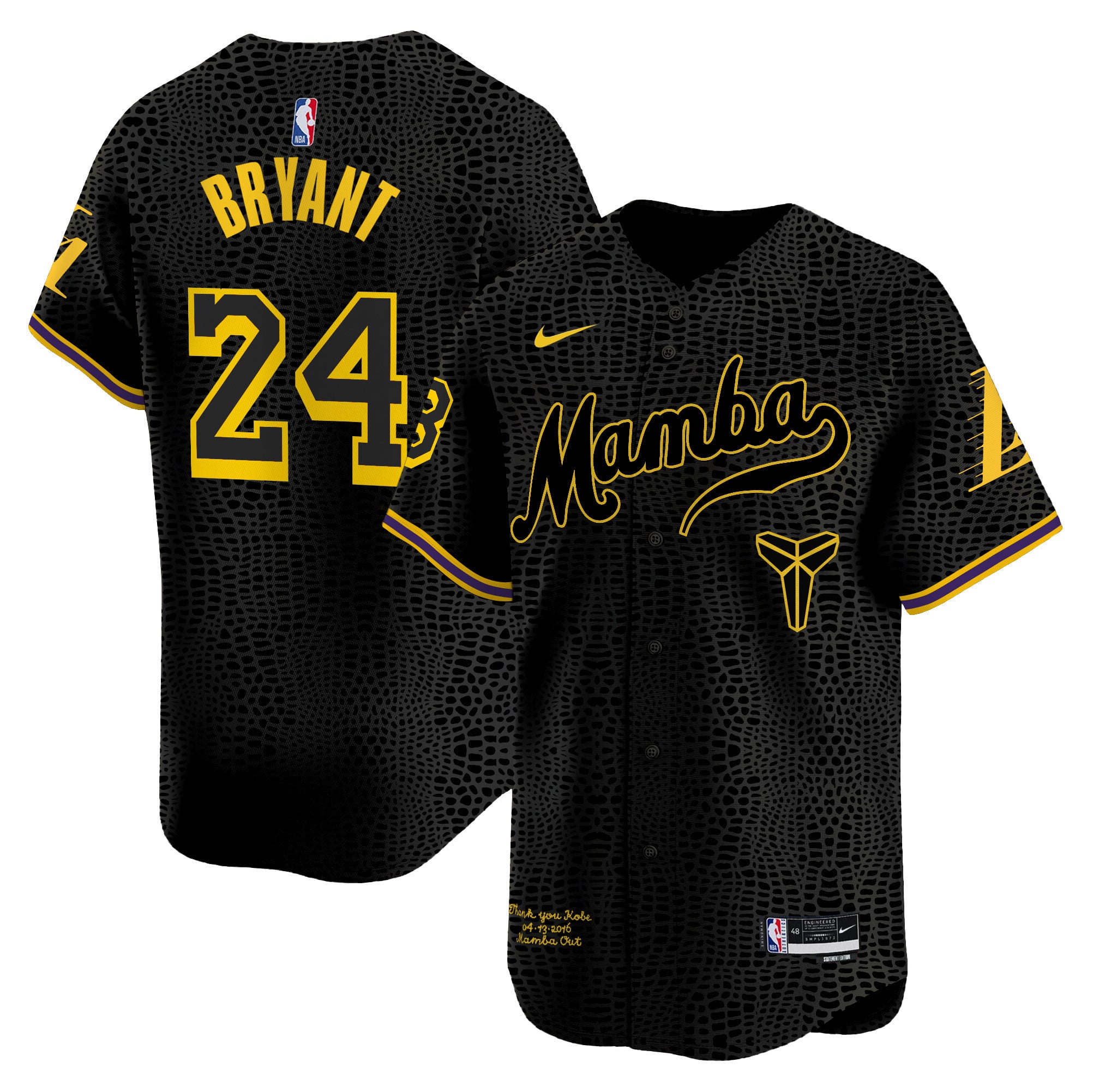 Kobe Bryant Mamba Snake Jersey - Nike Kobe Bryant Lakers Mamba Snake