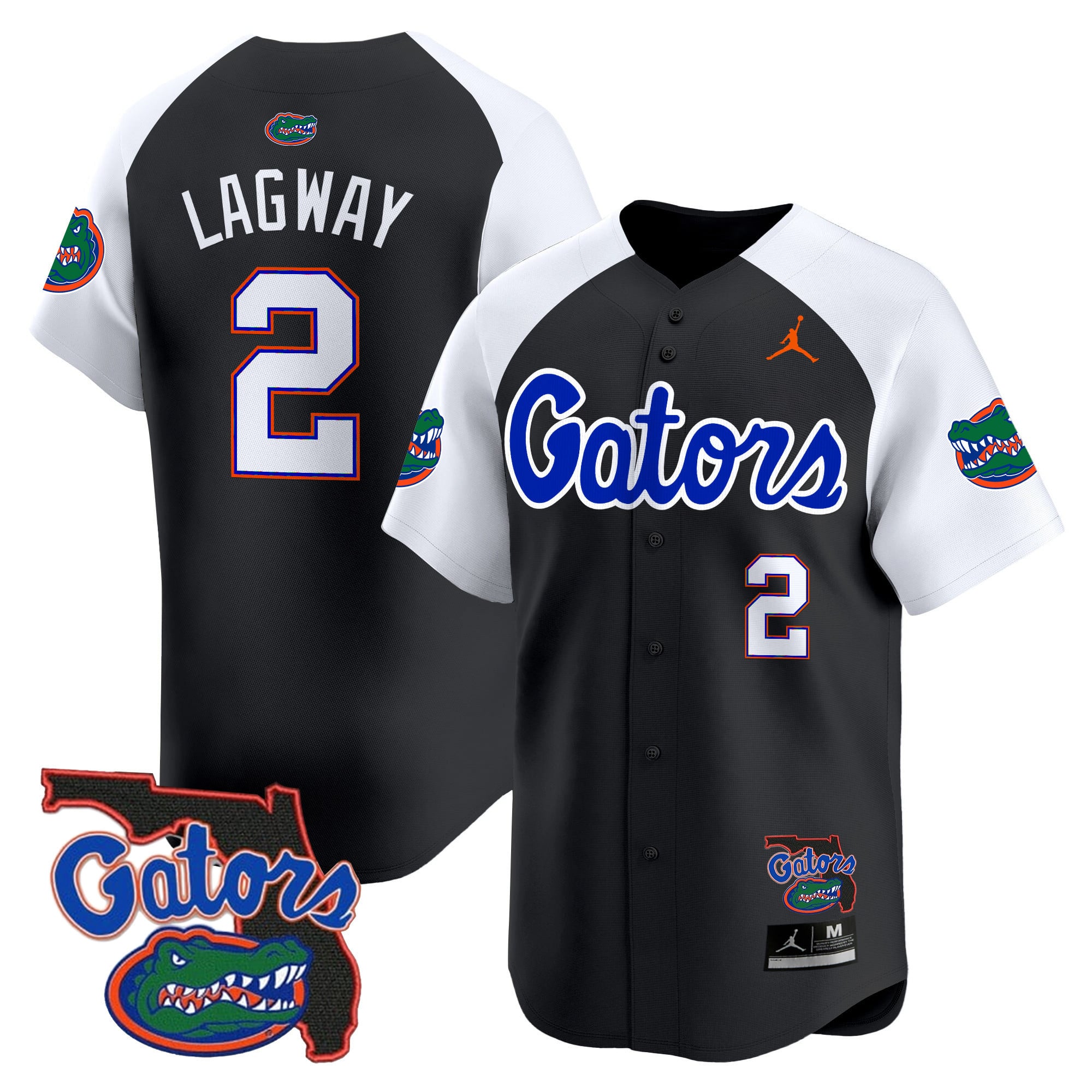lagway Jordan Gators Black Baseball Jersey - Jordan Gators Lagway #2