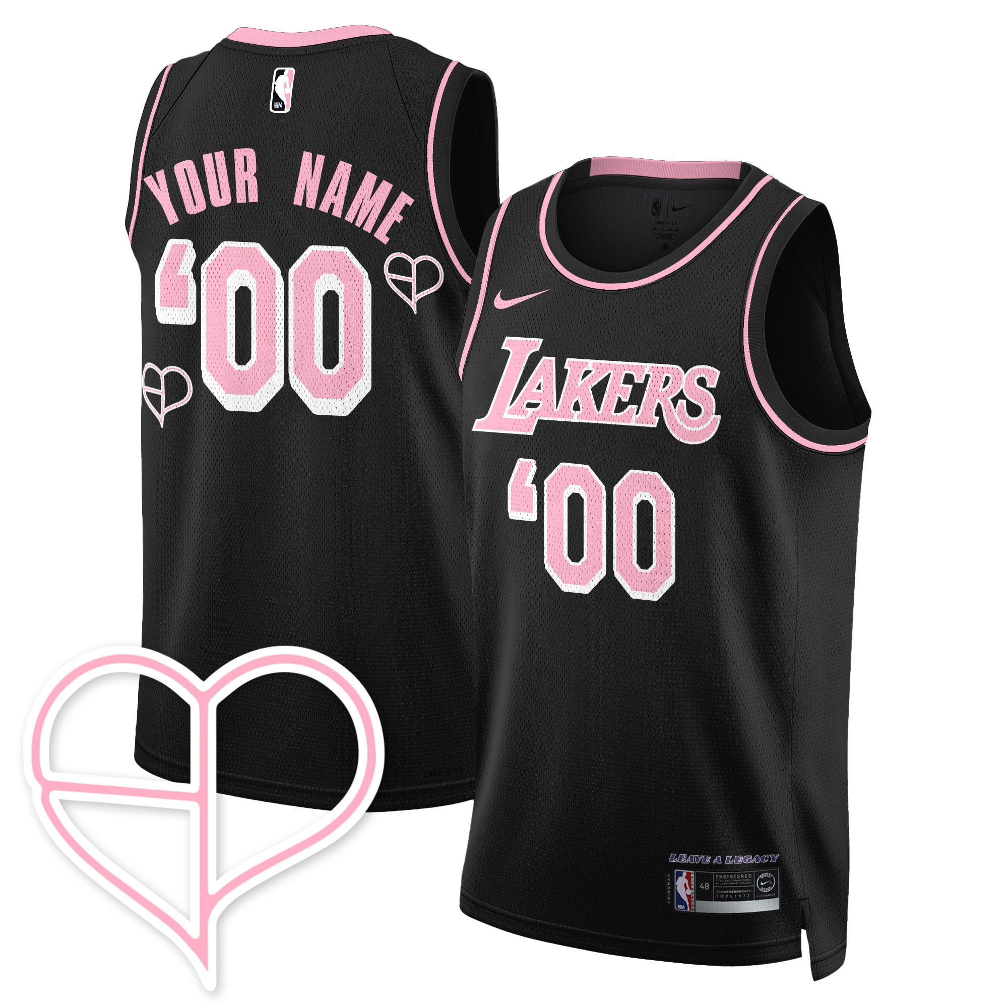 Lakers Black Pink Jersey - Nike Lakers Black & Pink Custom Jersey