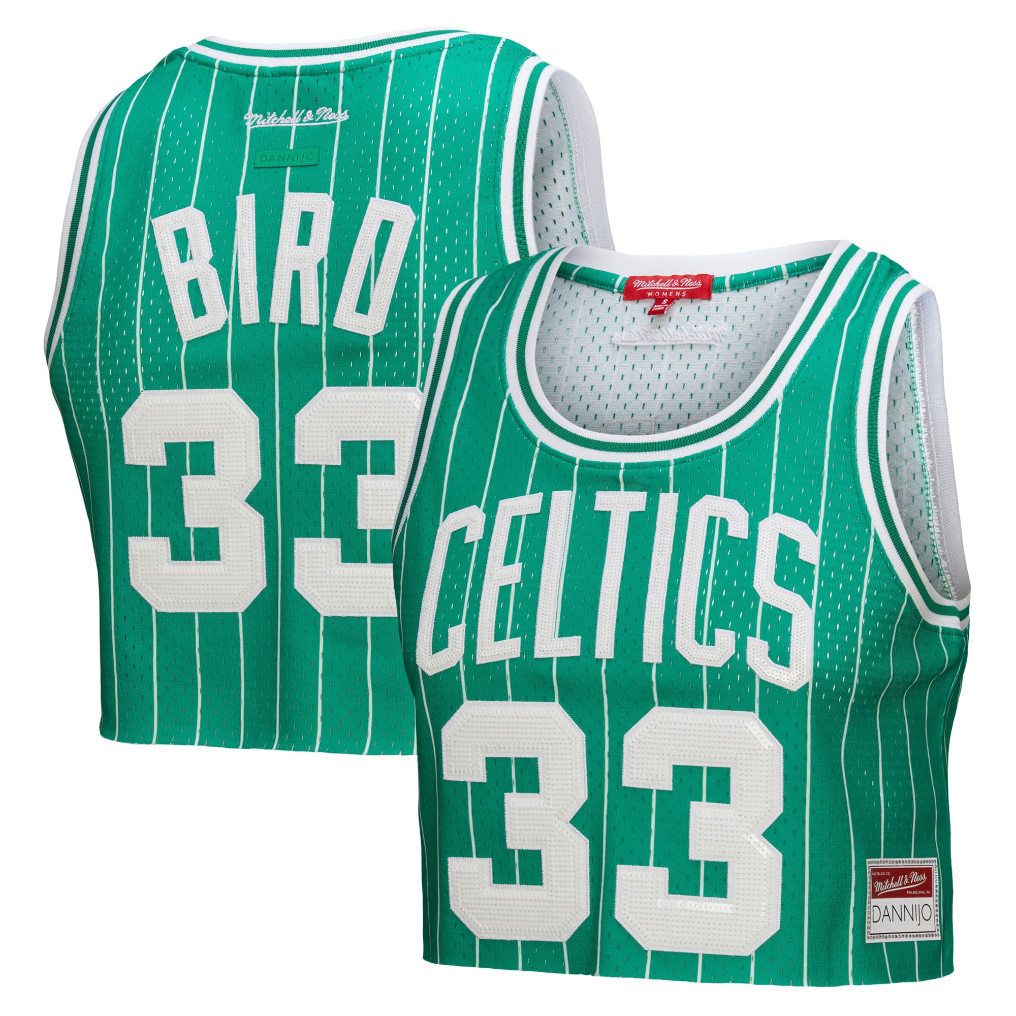 Larry Bird Boston Celtics x DANNIJO Women's Fashion Cropped Basketball Jersey - Kelly Green