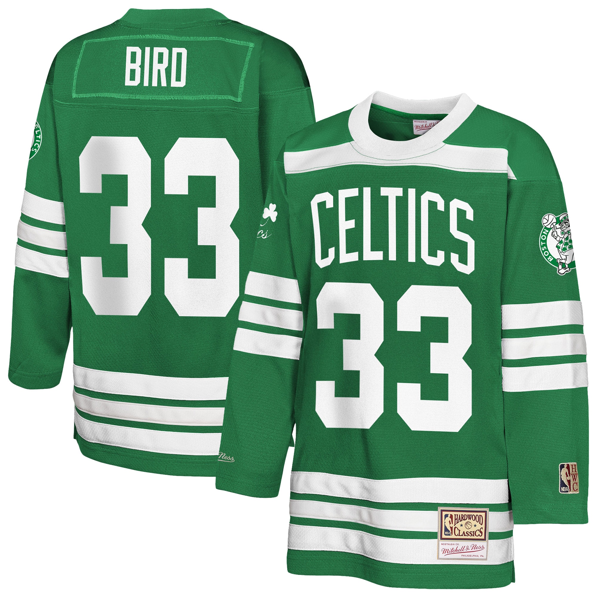 Larry Bird Boston Celtics Youth Maxxed Out 2.0 Fashion Hockey Jersey - Kelly Green