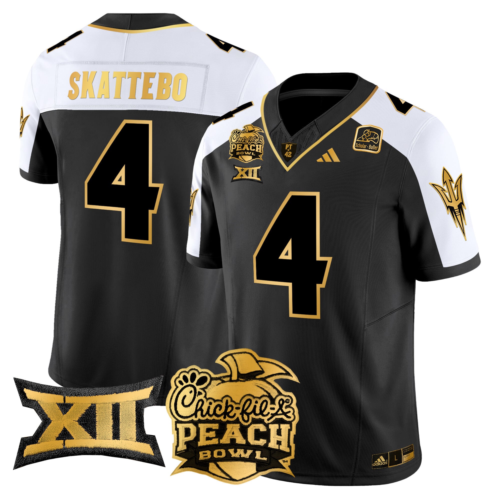 Alternative view of leavitt Adidas ASU Peach Bowl Jersey - Adidas ASU Leavitt #10 Peach