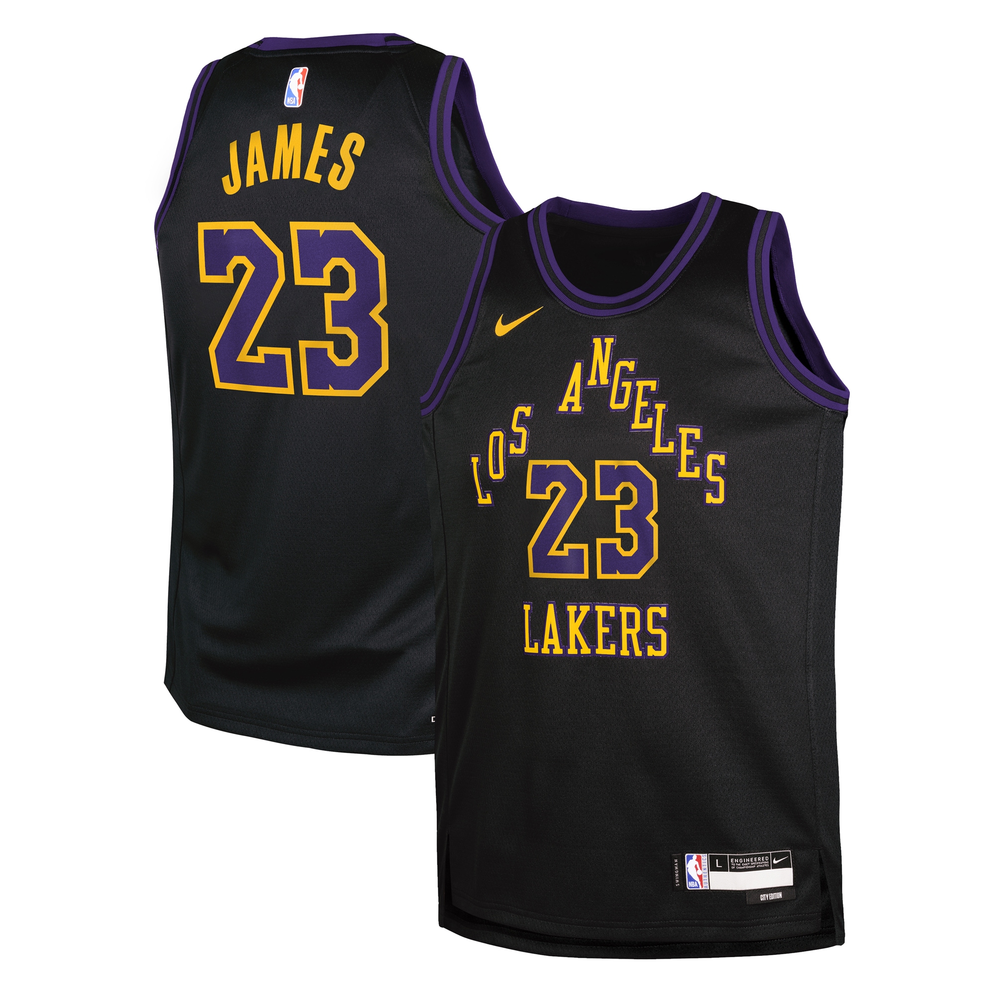LeBron James Los Angeles Lakers Youth 2025/26 City Edition Swingman Jersey - Black