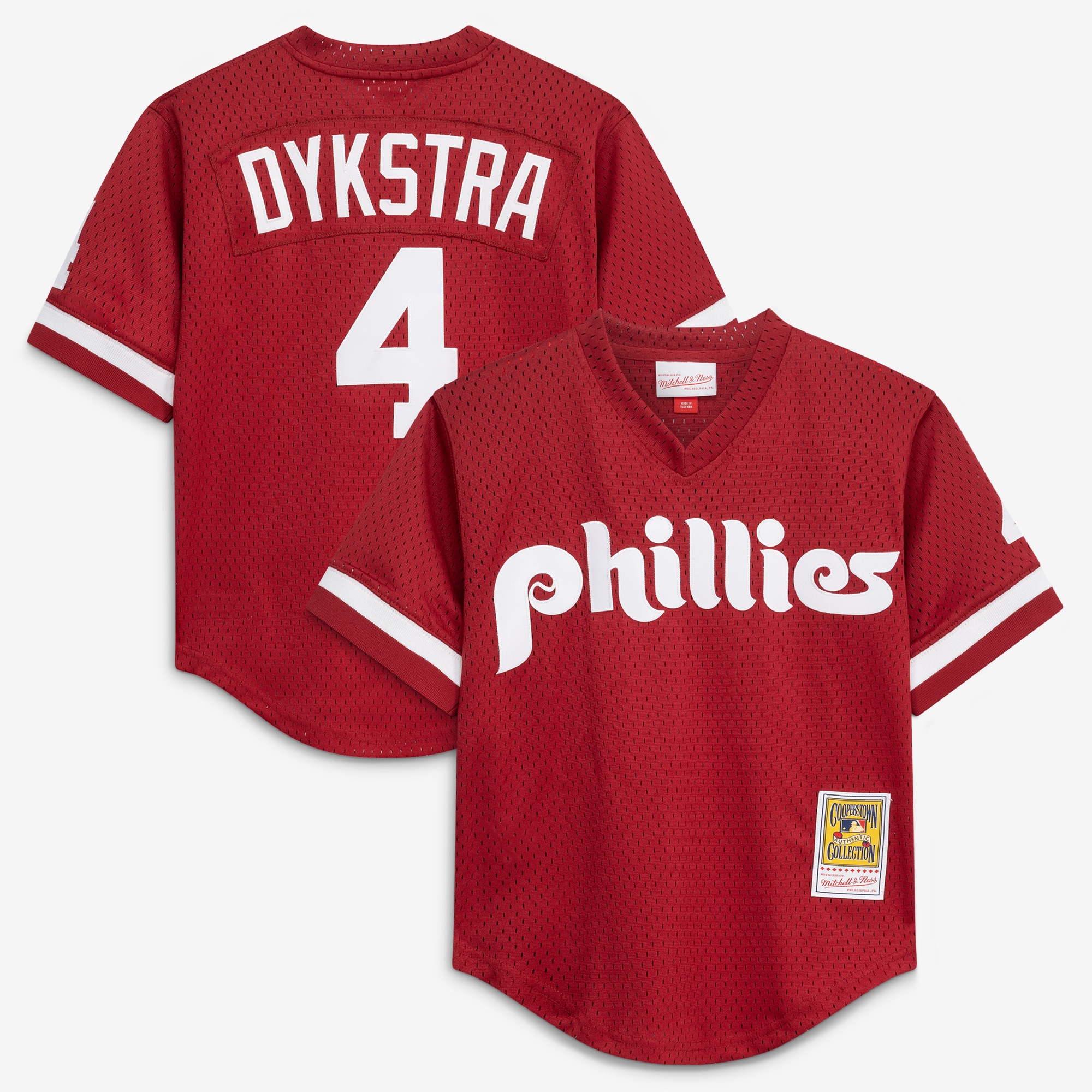 Lenny Dykstra Philadelphia Phillies Youth Cooperstown Collection Mesh Batting Practice Jersey - Burgundy