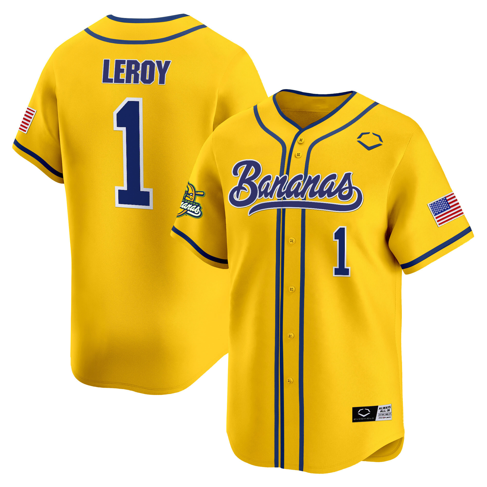 leroy Savannah Bananas Yellow Jersey - Savannah Bananas LEROY #1