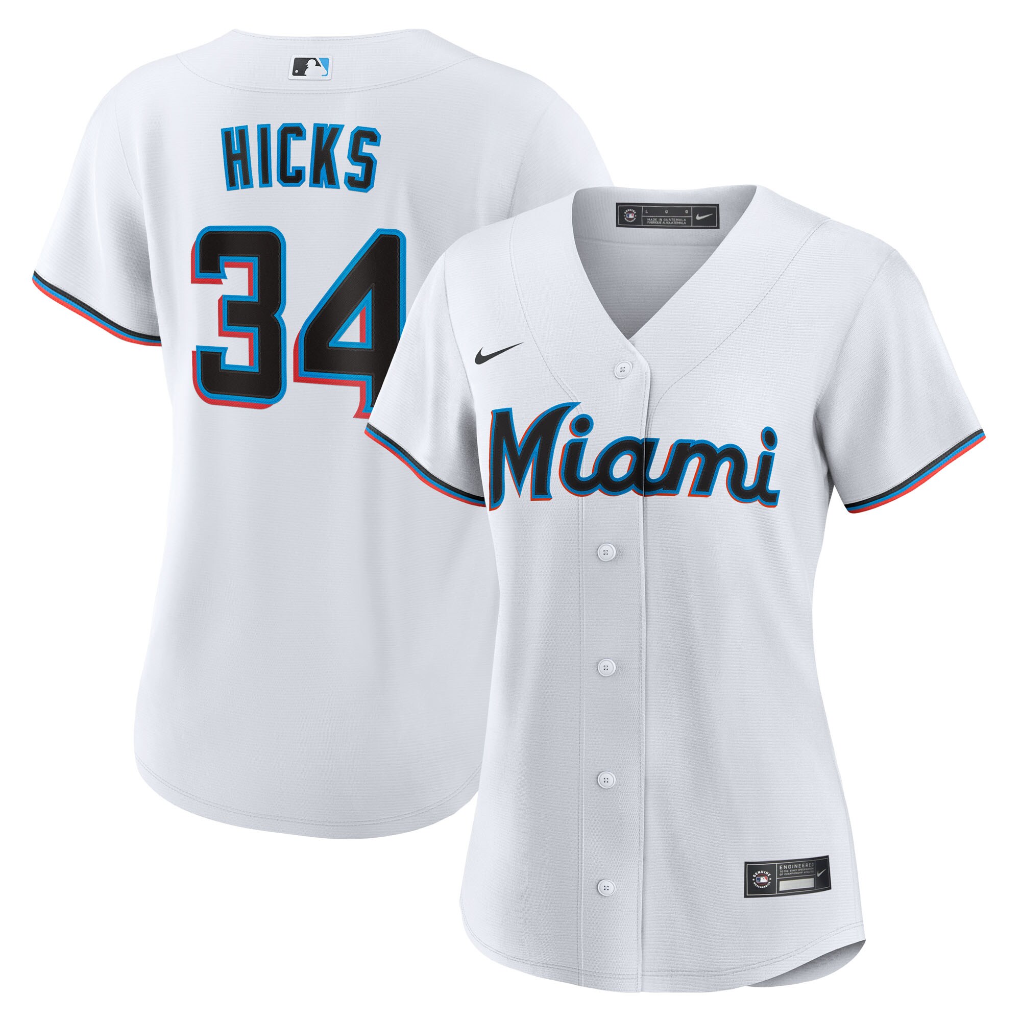 Liam Hicks Miami Marlins Women's Home Jersey - White