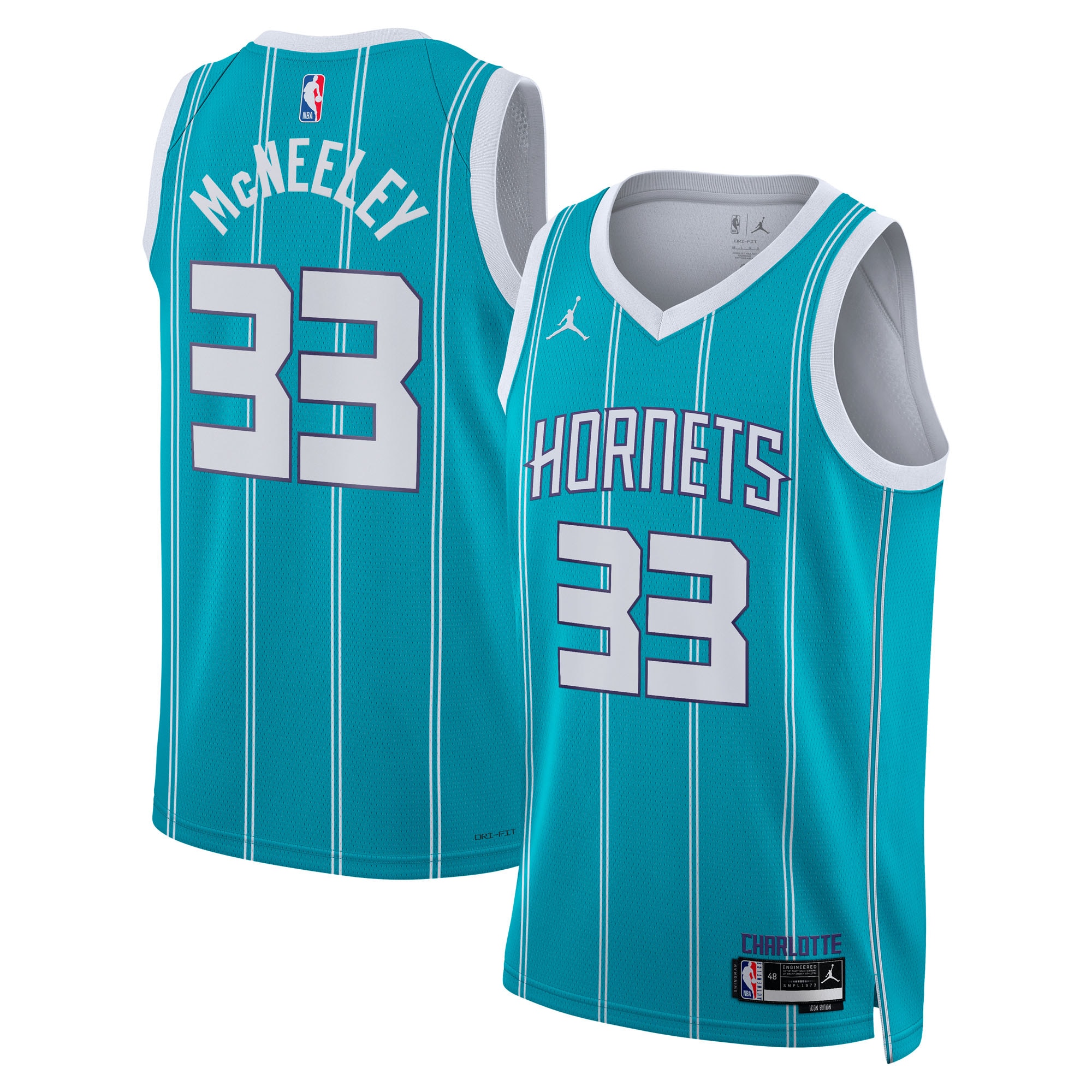 Liam McNeeley Charlotte Hornets Jordan Brand Unisex Swingman Jersey - Teal - Icon Edition