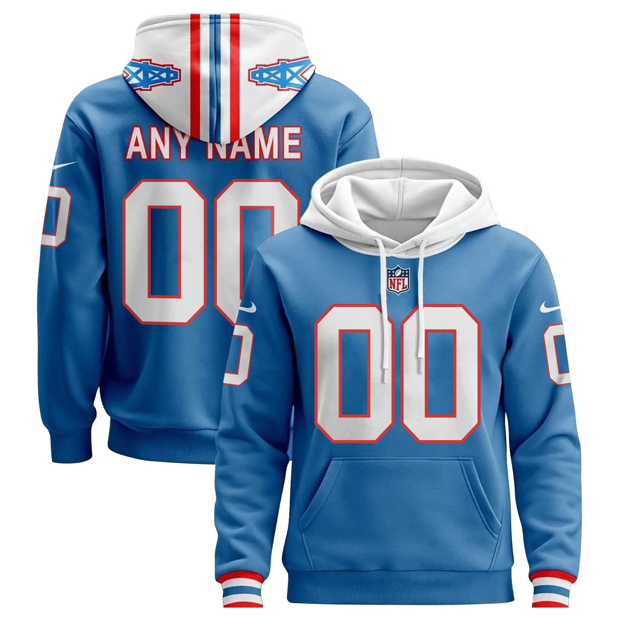 Light Blue Oilers Custom Hoodie - NFL Inspired Design