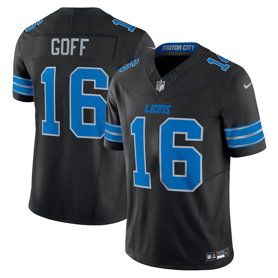Lions Goff #16 Jersey - Nike Lions Goff #16 Black Alternate Jersey