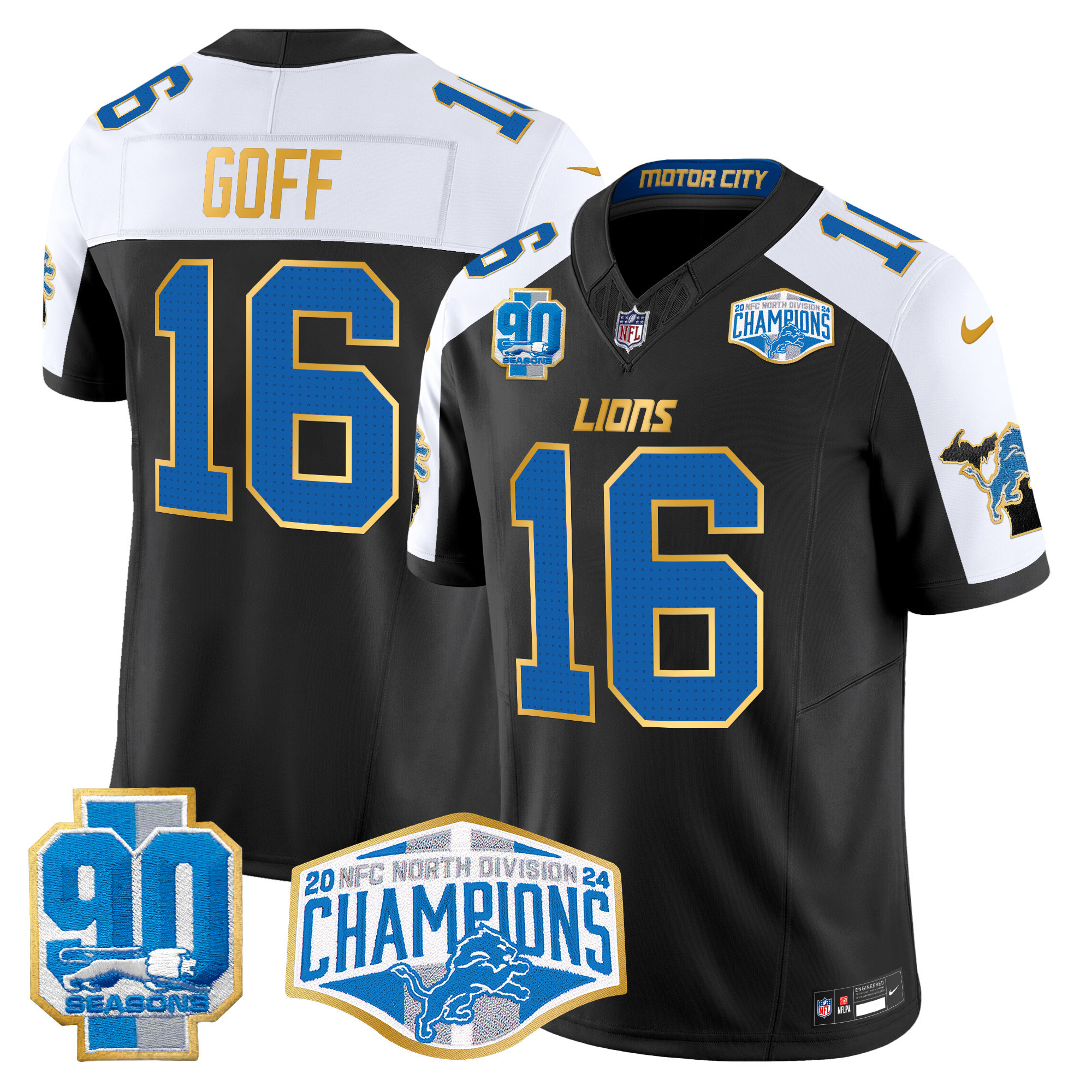 Alternative view of Lions Hutchinson #97 Jersey - Nike Lions Hutchinson #97 Blue Jersey