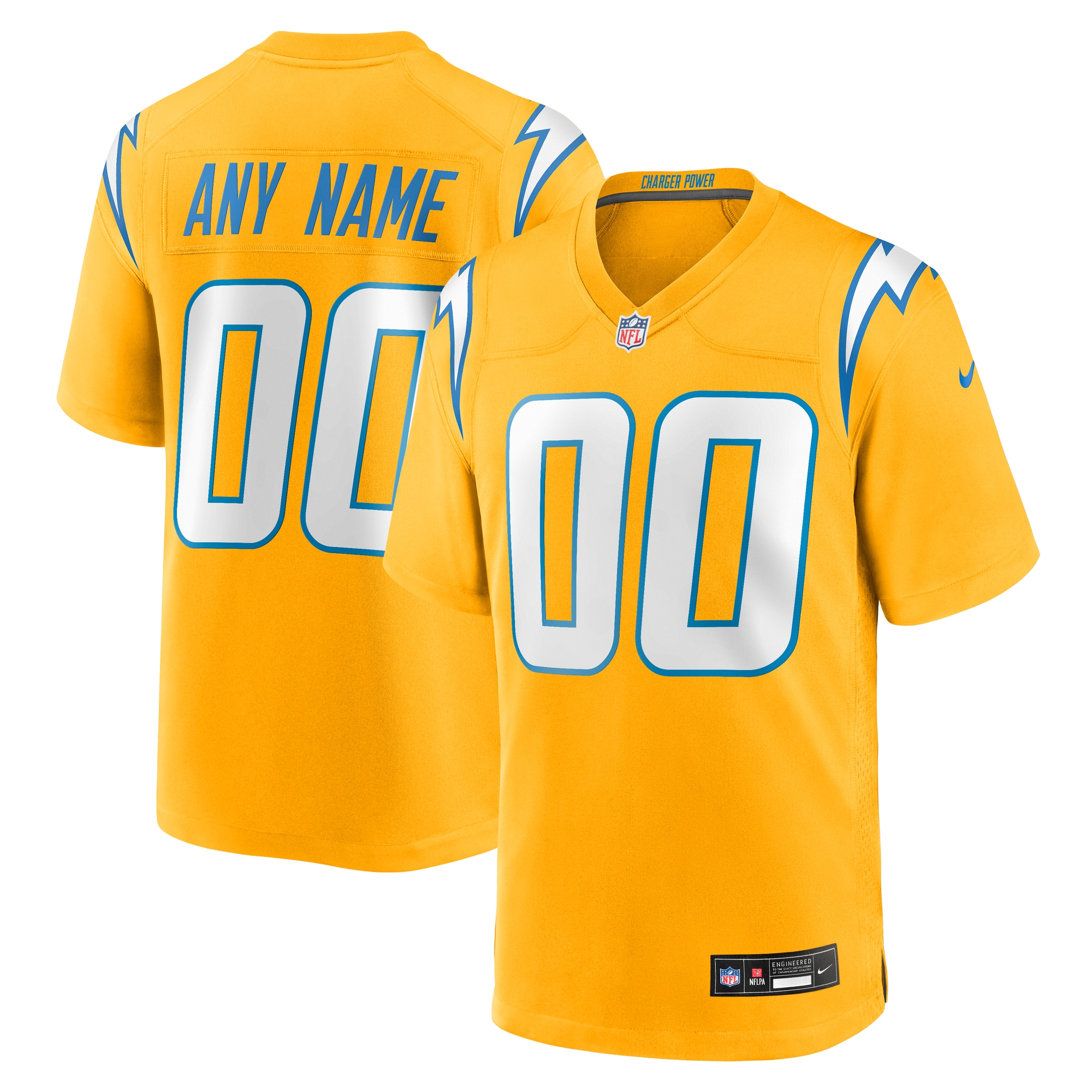 Los Angeles Chargers Alternate Charger Power Game Custom Jersey