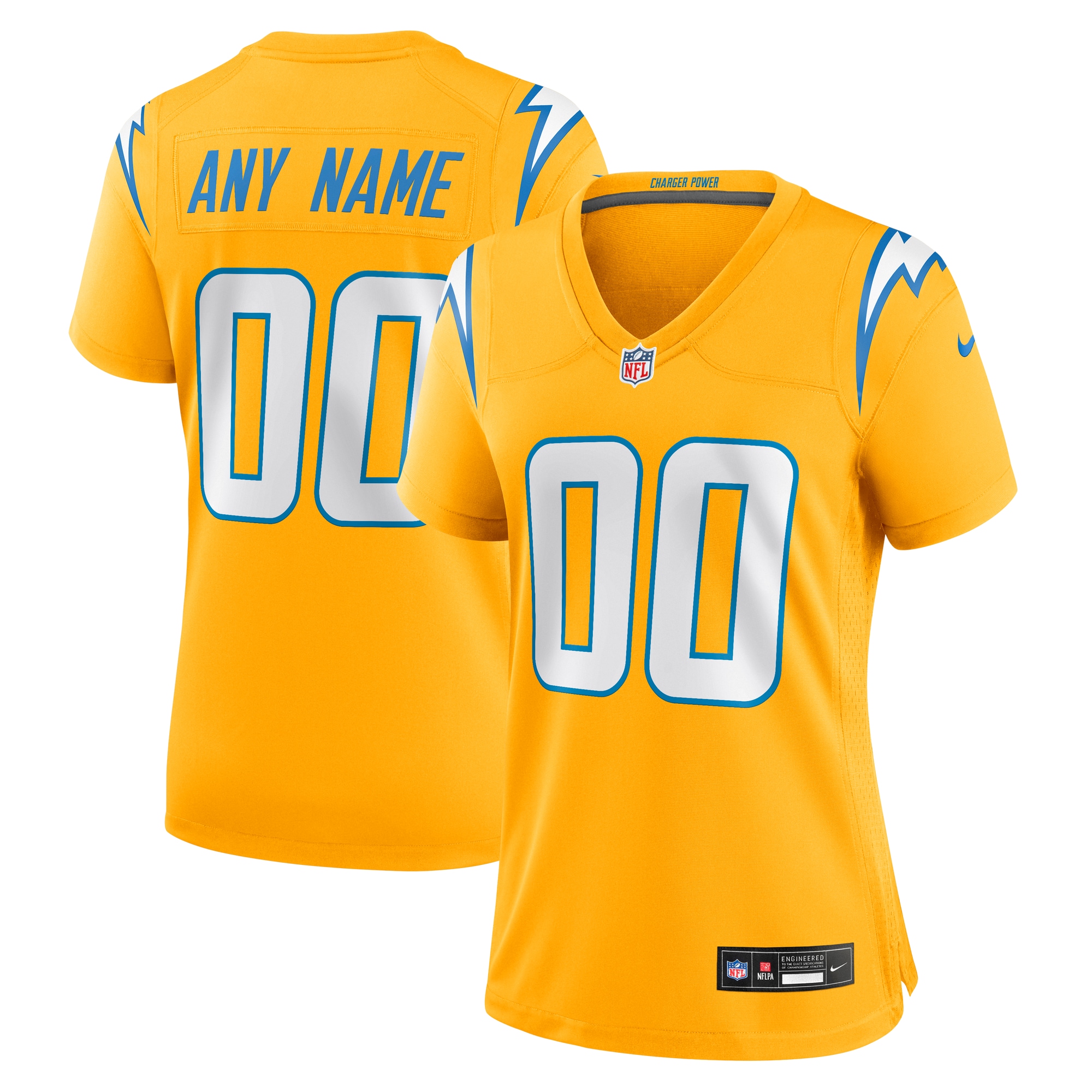 Los Angeles Chargers Women's Alternate Charger Power Game Custom Jersey
