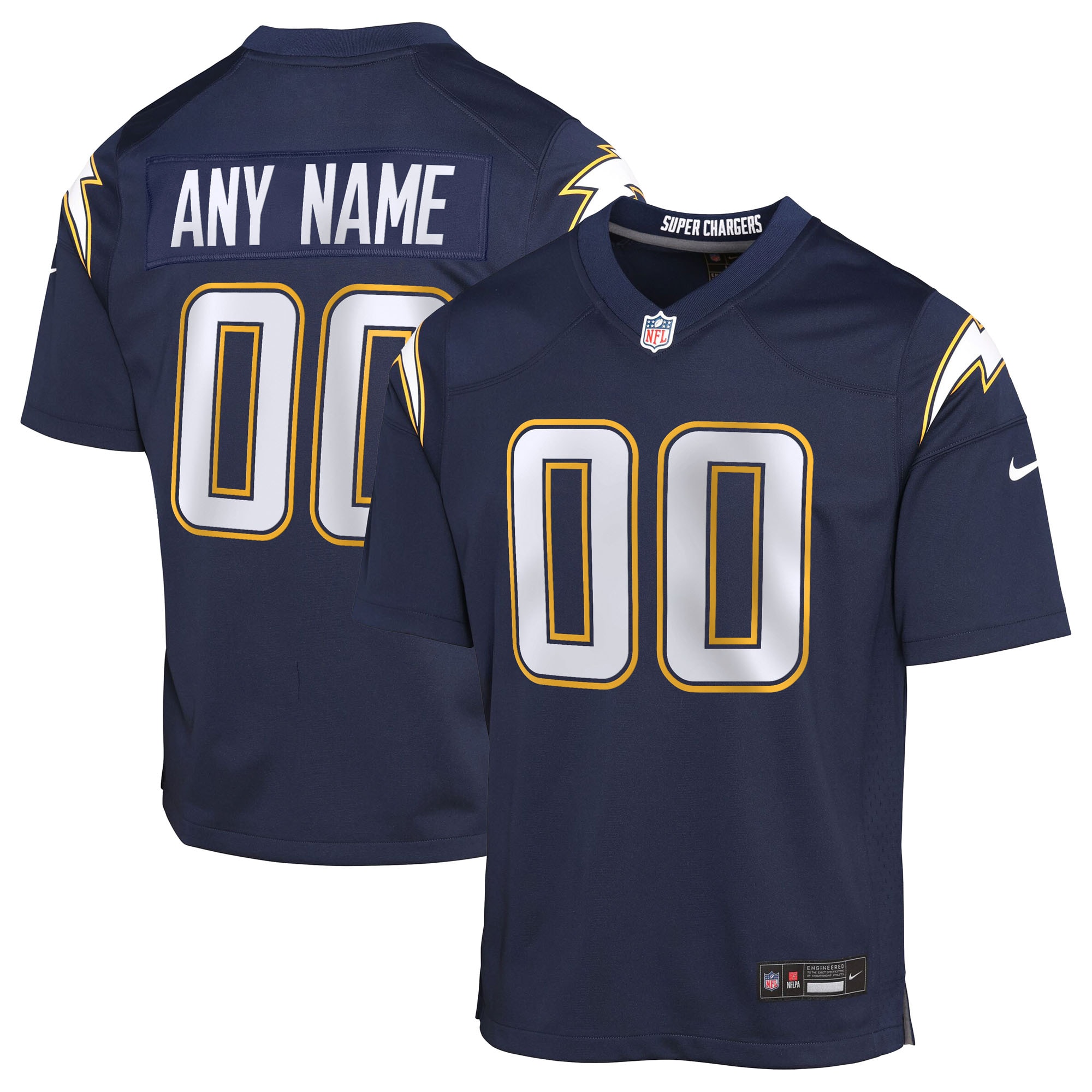 Los Angeles Chargers Youth Alternate Super Chargers Game Custom Jersey