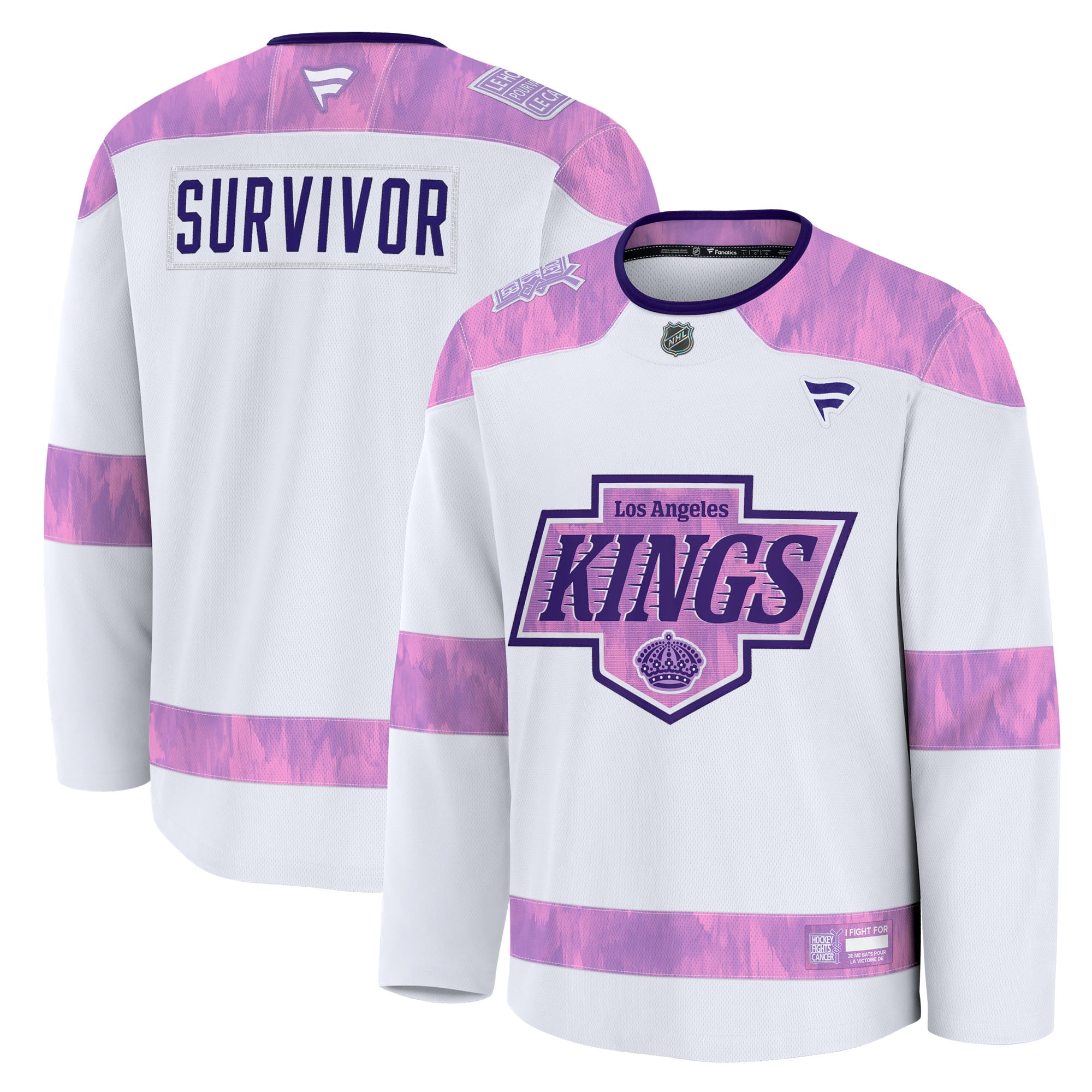 Los Angeles Kings Fanatics Hockey Fights Cancer Survivor Practice Jersey - White