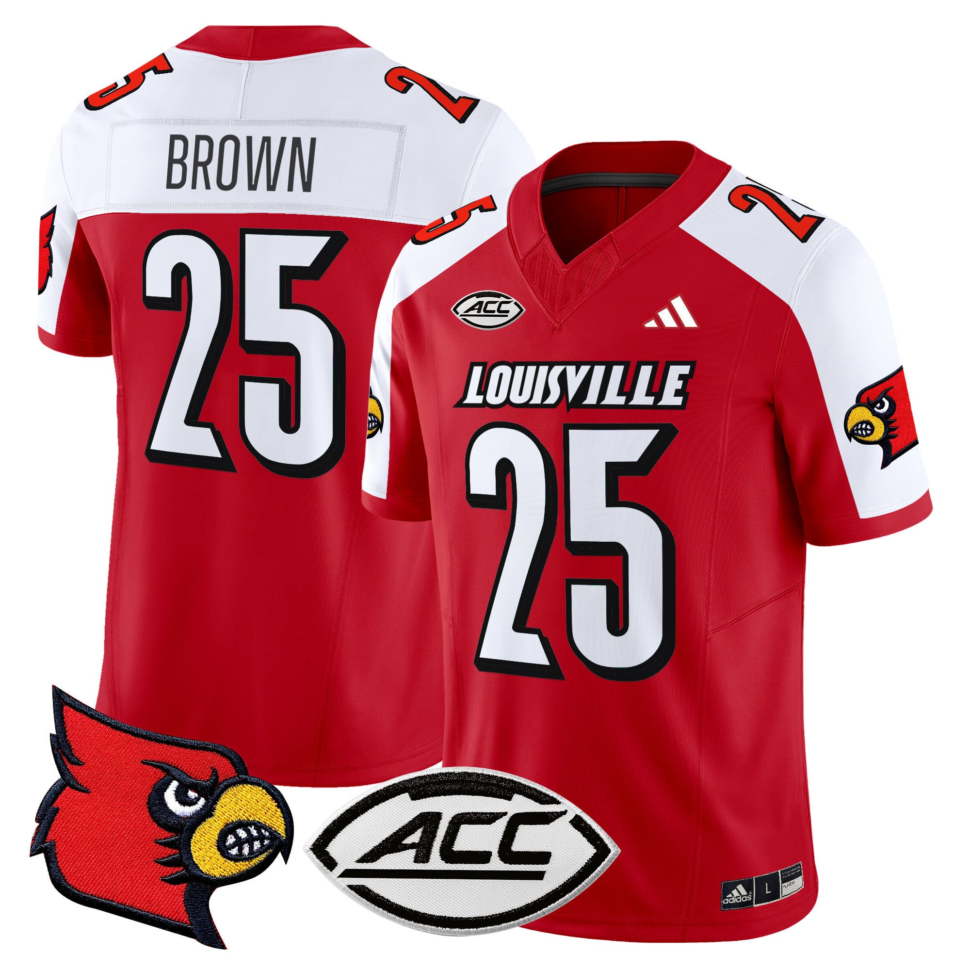 Alternative view of Louisville Cardinals #9 Jersey - Adidas - Red Replica