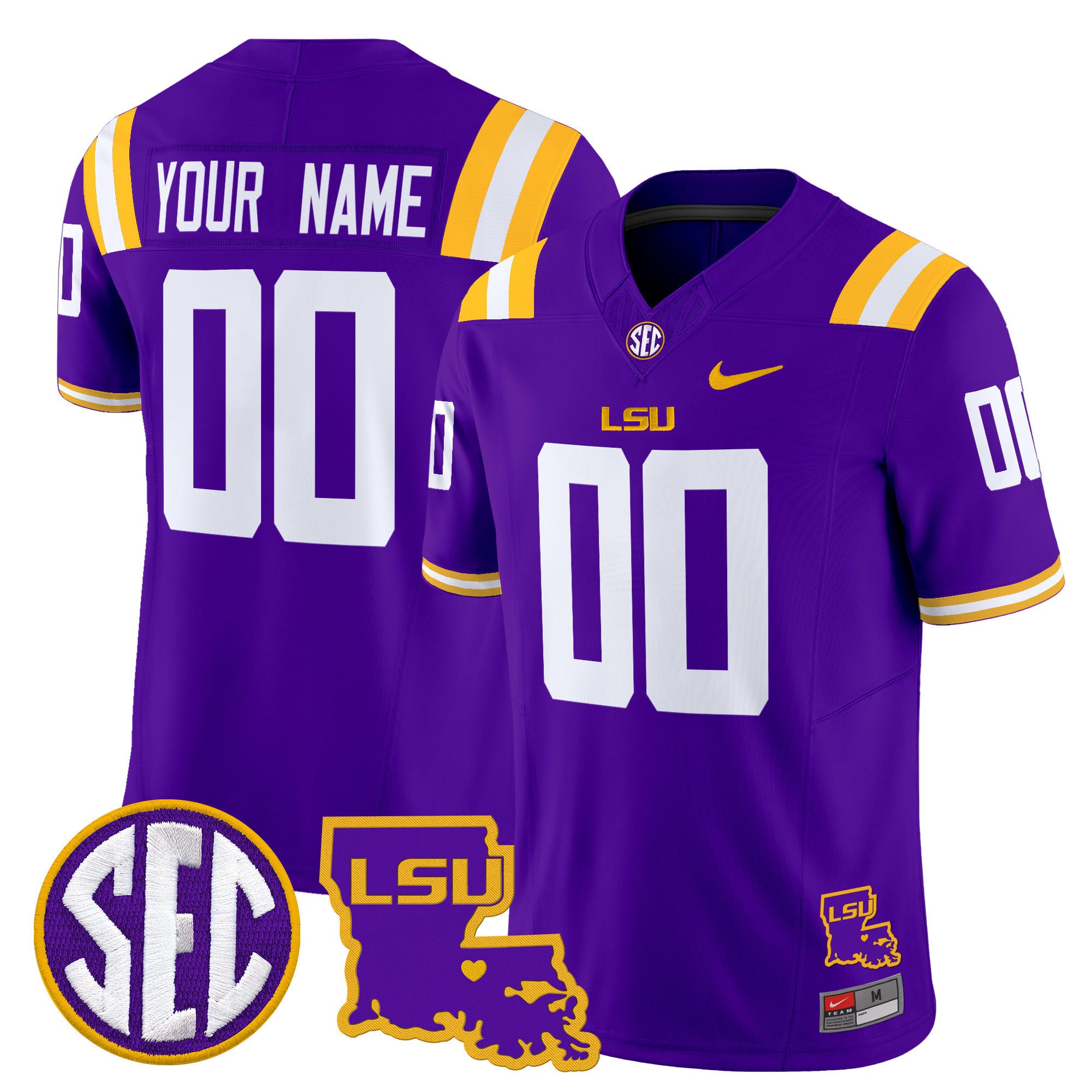 Alternative view of LSU Tigers Custom Jersey - Nike LSU Tigers Purple Custom Jersey