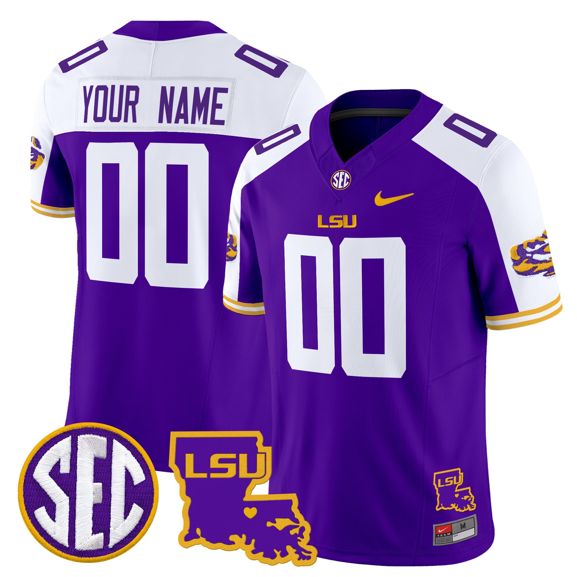 LSU Tigers Custom Jersey - Nike LSU Tigers Purple Custom Jersey