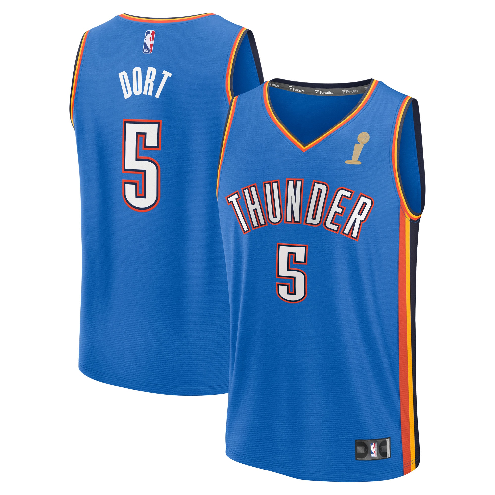 Luguentz Dort Oklahoma City Thunder Fanatics Youth 2025 Finals Champions Fast Break Player Jersey - Blue - Icon Edition