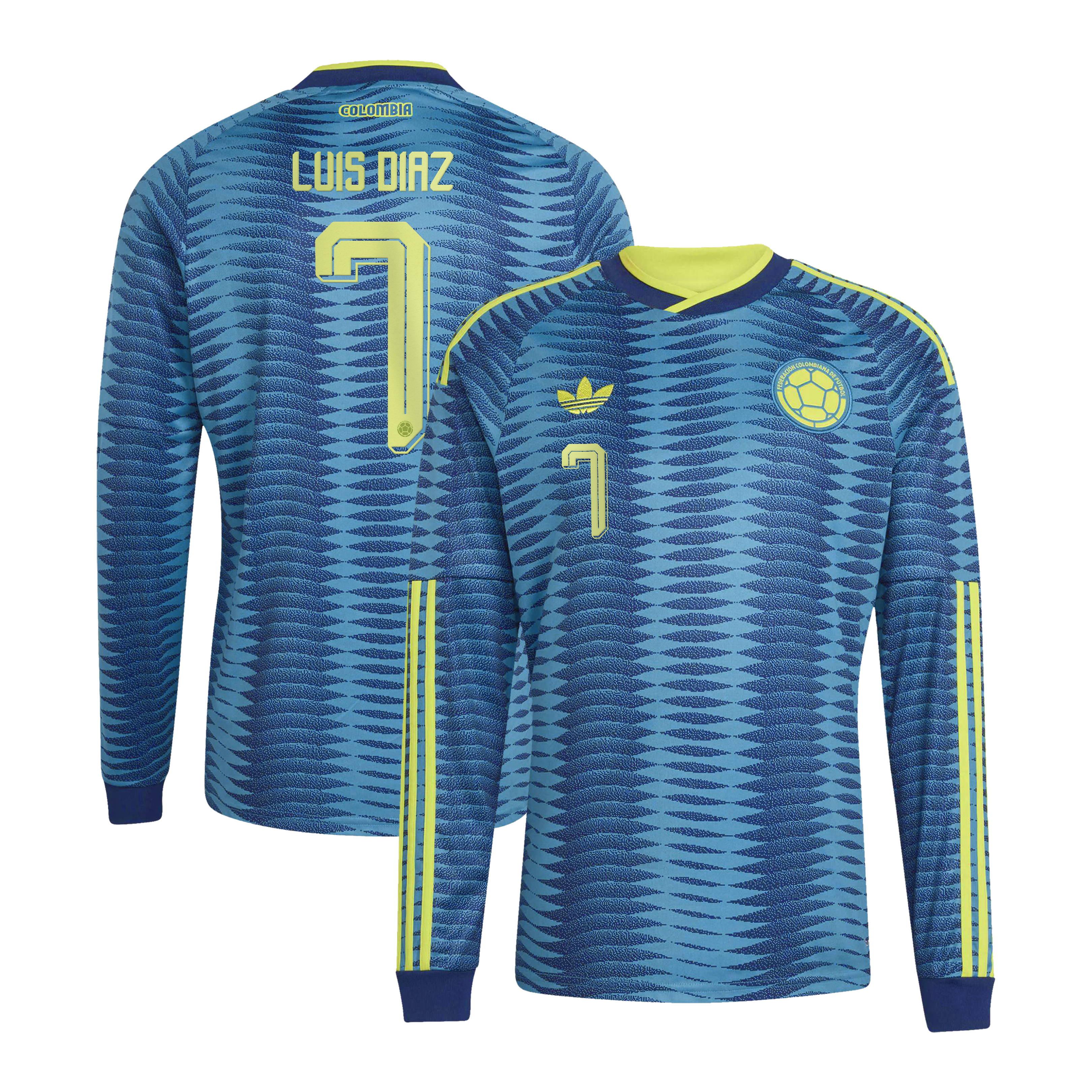 Luis Diaz Colombia National Team 2026 Away Long Sleeve Jersey - Turquoise