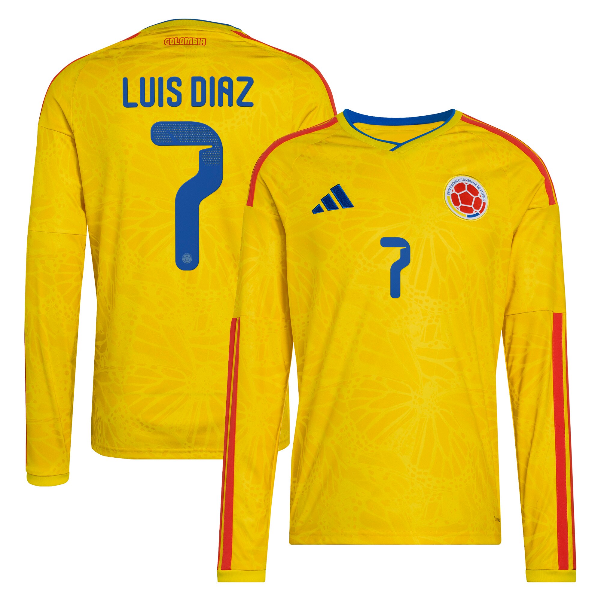 Luis Diaz Colombia National Team 2026 Home Long Sleeve Jersey - Yellow