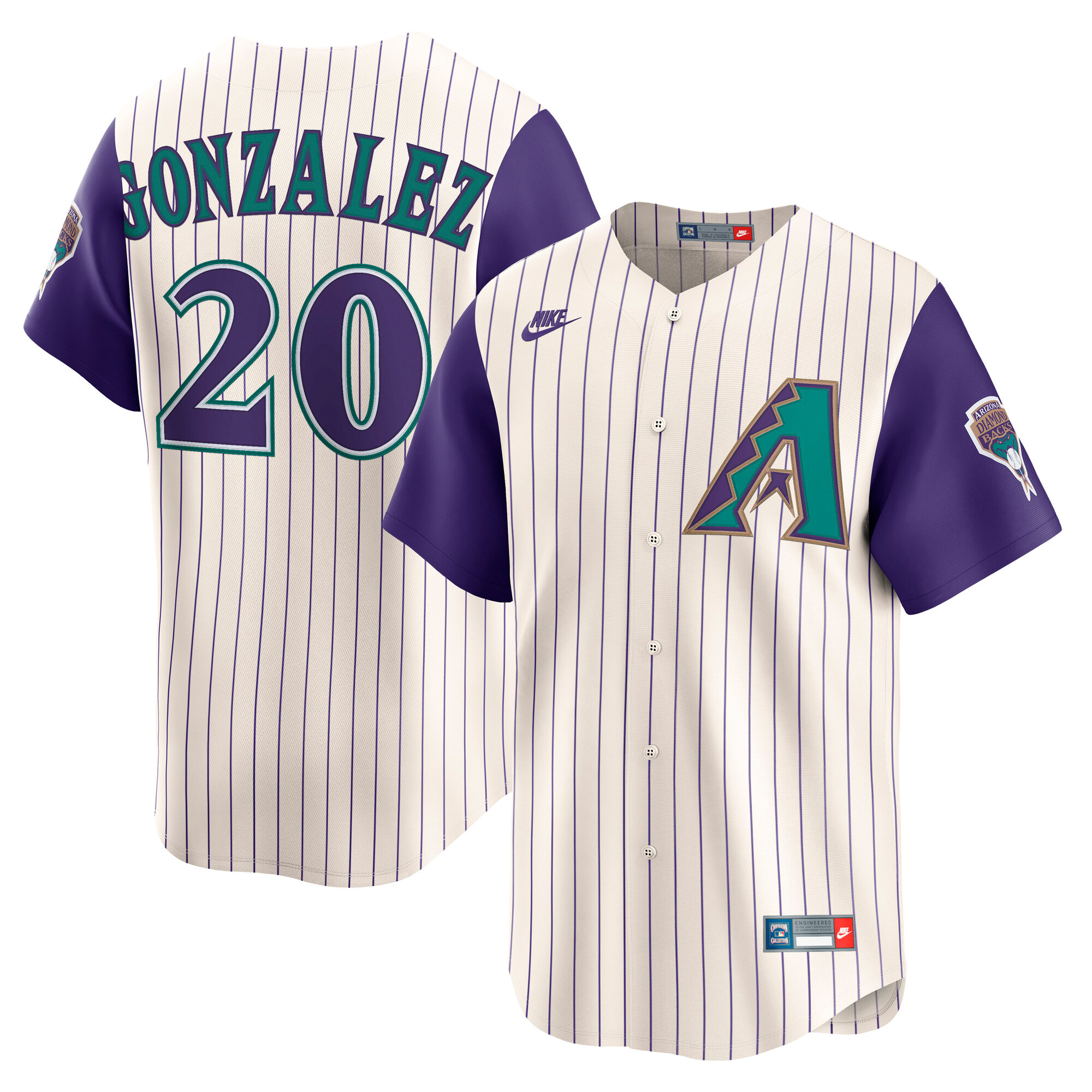 Luis Gonzalez Arizona Diamondbacks Throwback Cooperstown Collection Limited Jersey - Cream