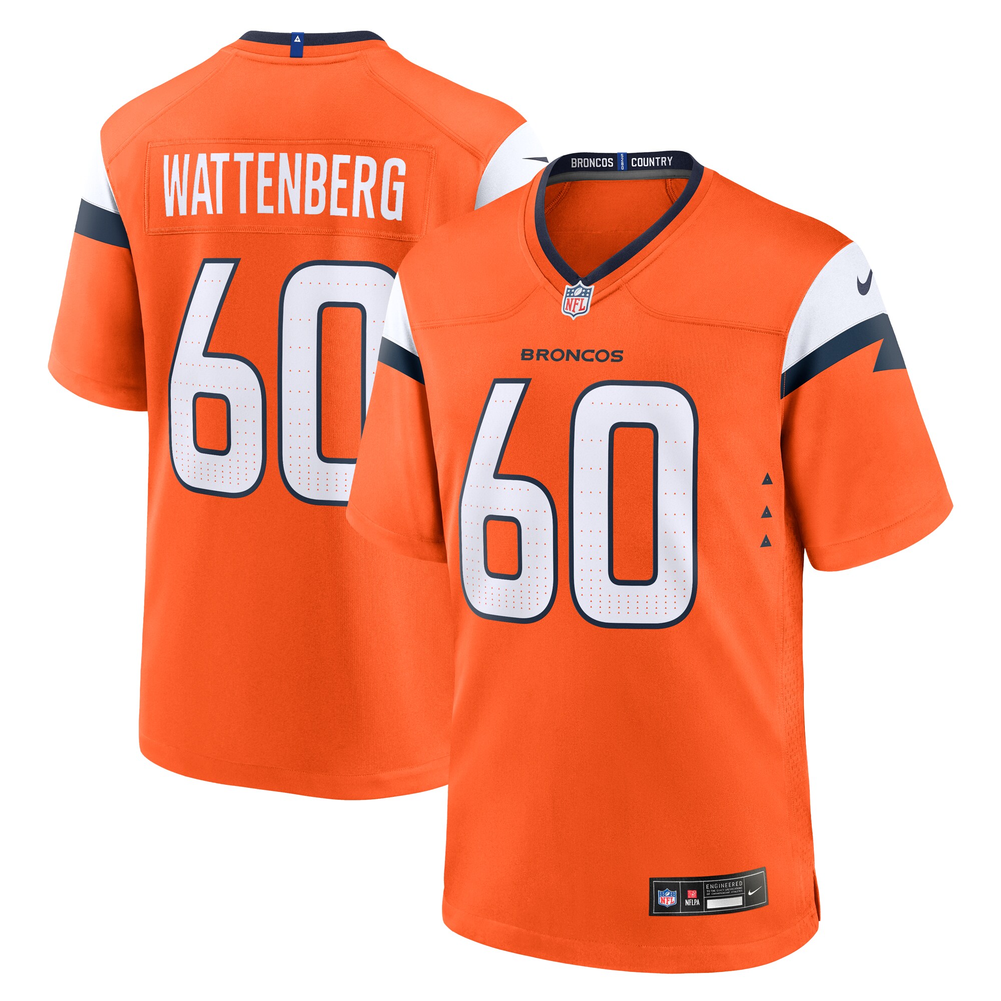 Luke Wattenberg Denver Broncos Team Game Jersey - Orange