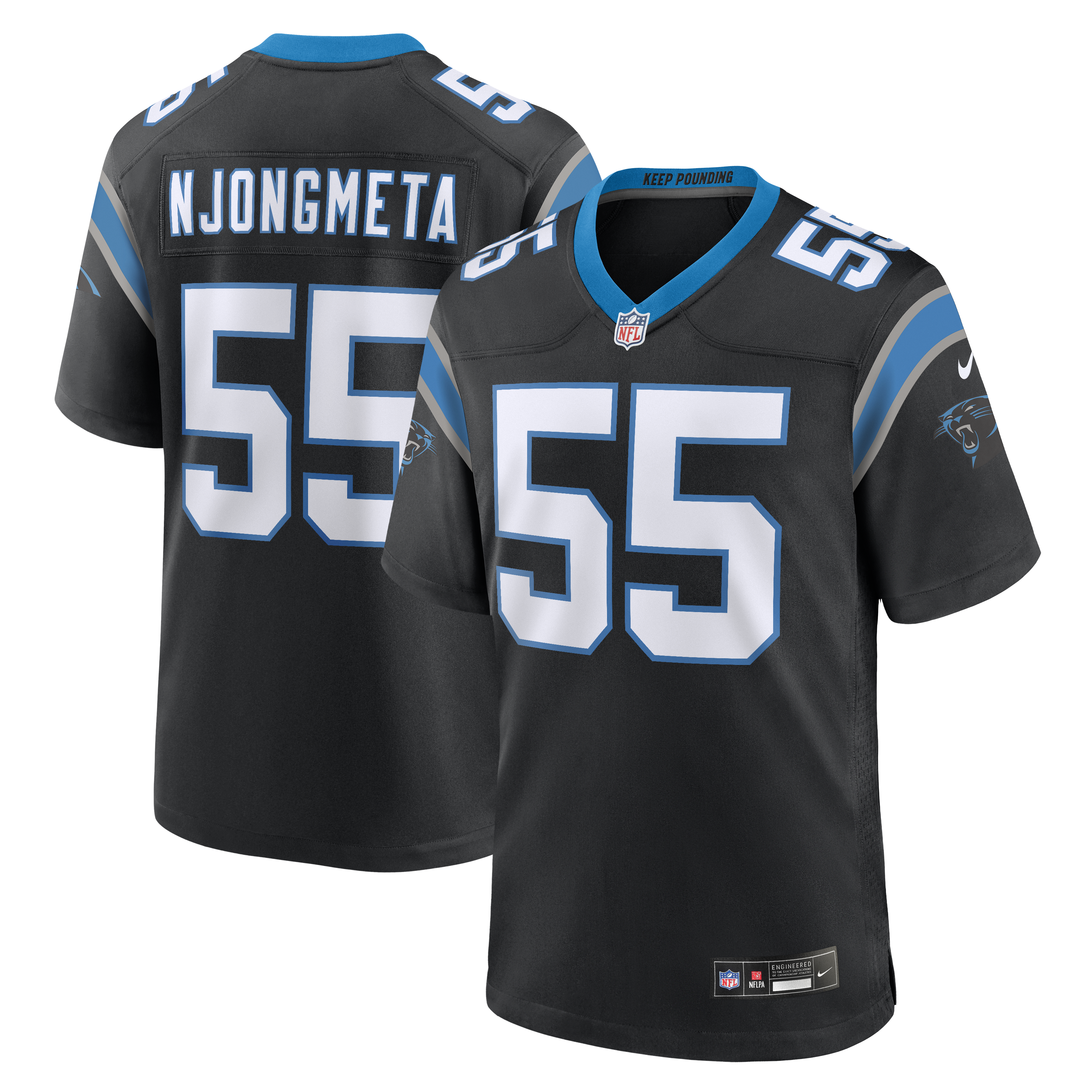 Maema Njongmeta Carolina Panthers Team Game Jersey - Black