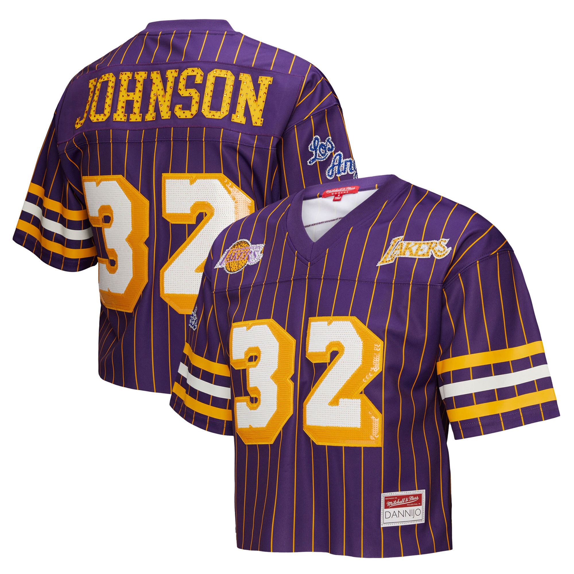 Magic Johnson Los Angeles Lakers x DANNIJO Women's Cropped Football Fashion Jersey - Purple