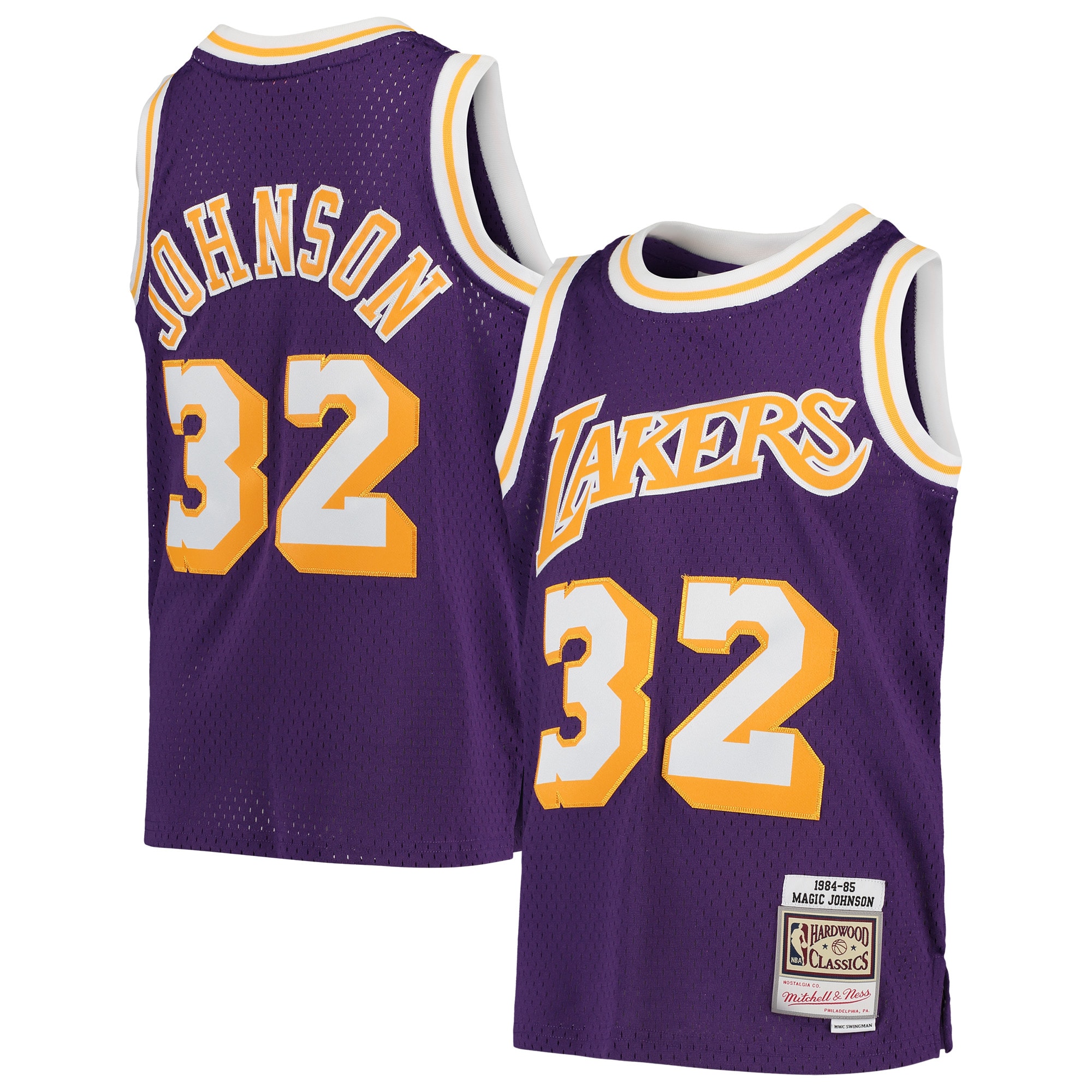 Magic Johnson Los Angeles Lakers Youth 1984-85 Hardwood Classics Swingman Throwback Jersey - Purple