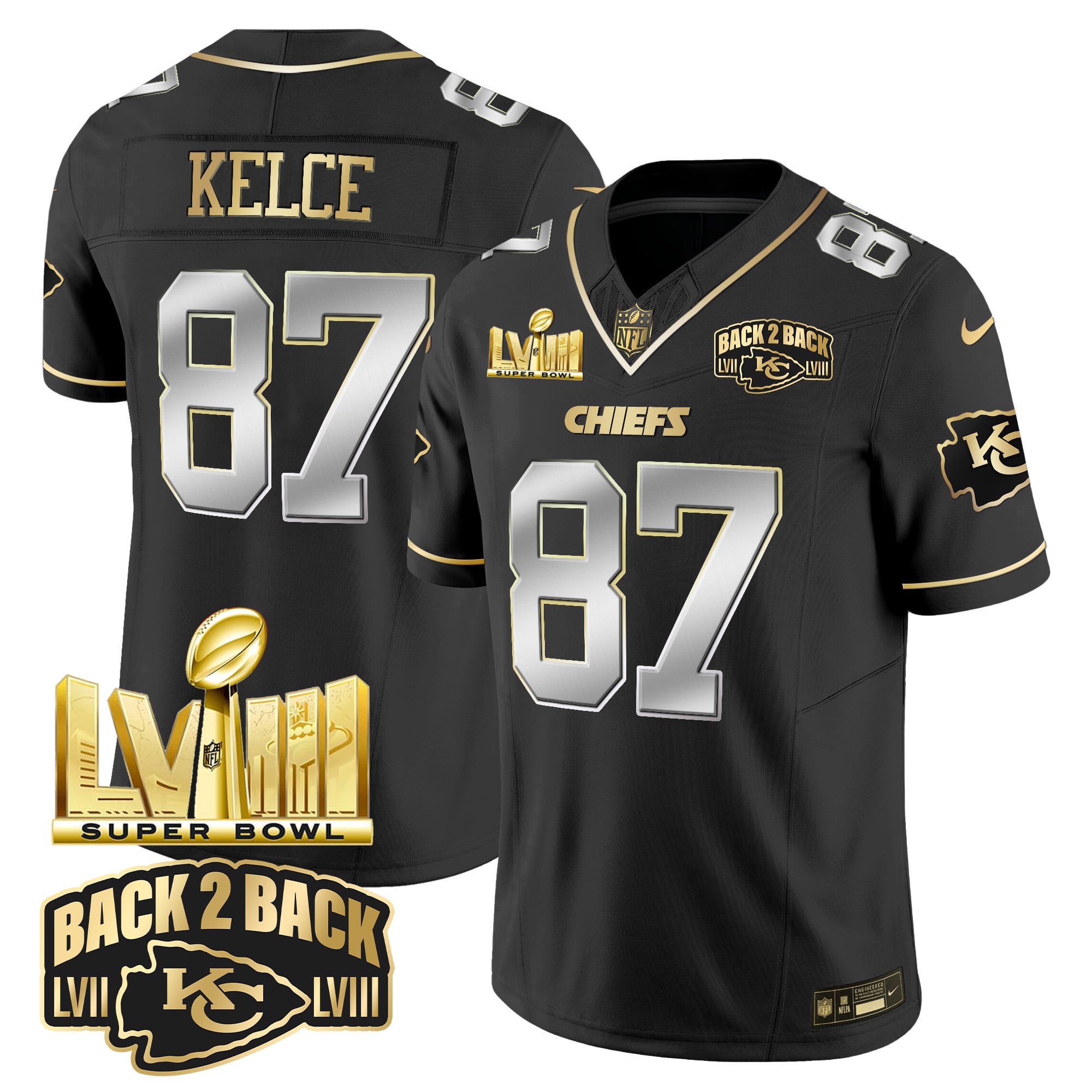 Alternative view of Mahomes Chiefs Super Bowl LVIII - Nike Mahomes #15 Chiefs Super Bowl