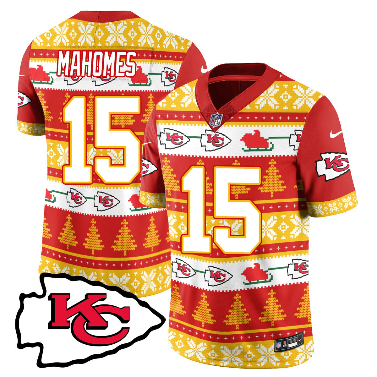 Mahomes Chiefs Ugly Sweater Jersey - Christmas Edition