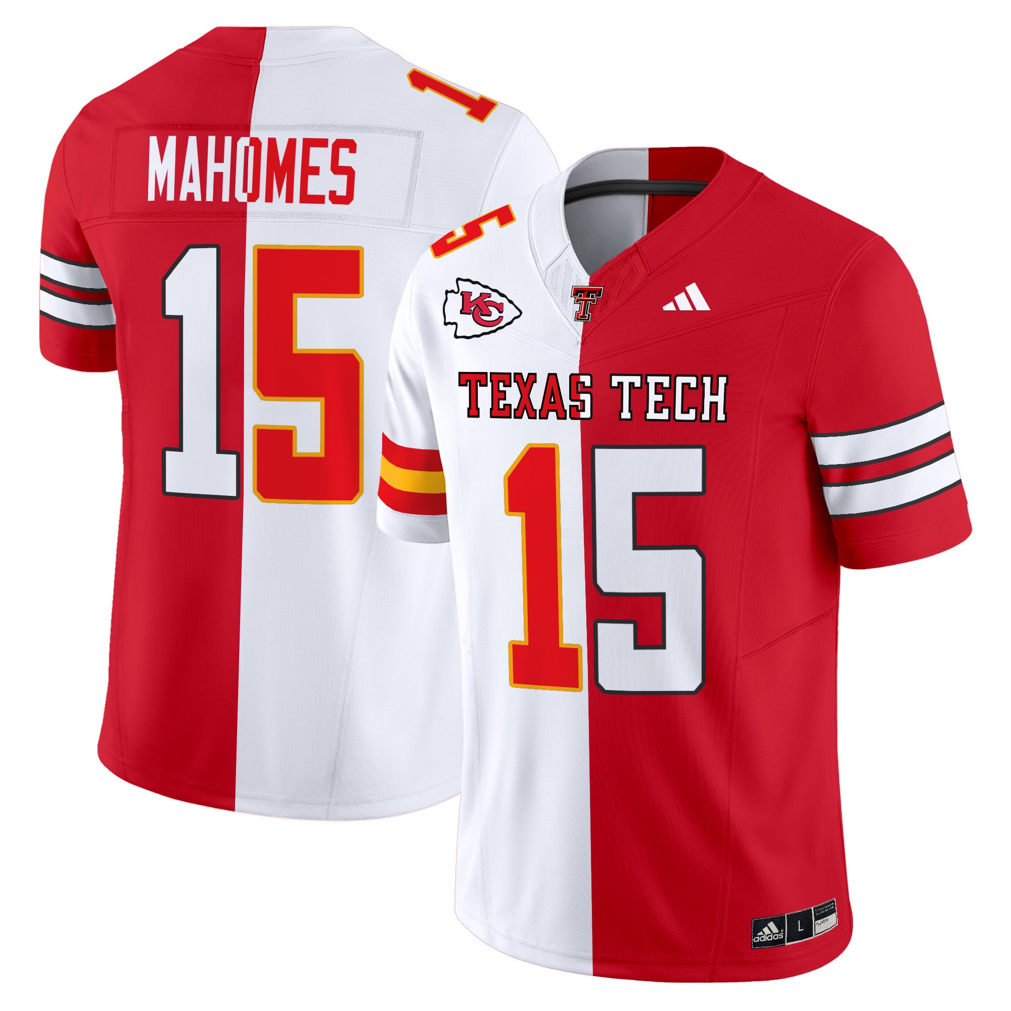 Alternative view of Mahomes Texas Tech Jersey - Adidas - Red & White #5