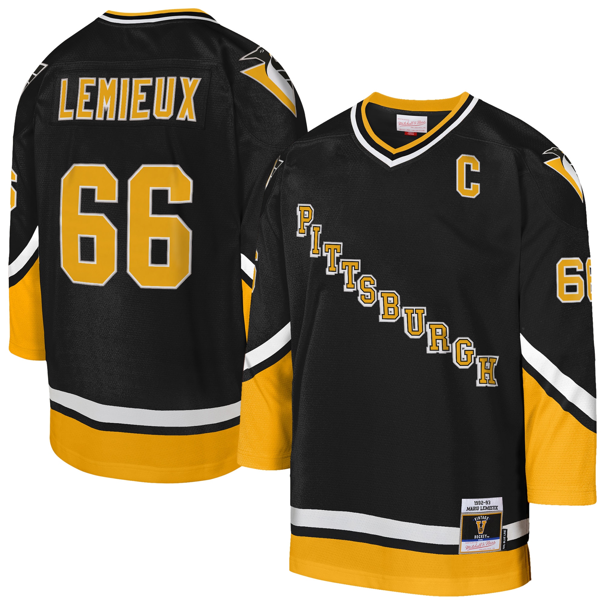 Mario Lemieux Pittsburgh Penguins Youth 1992/93 Captain Patch Power Play Player Jersey - Black
