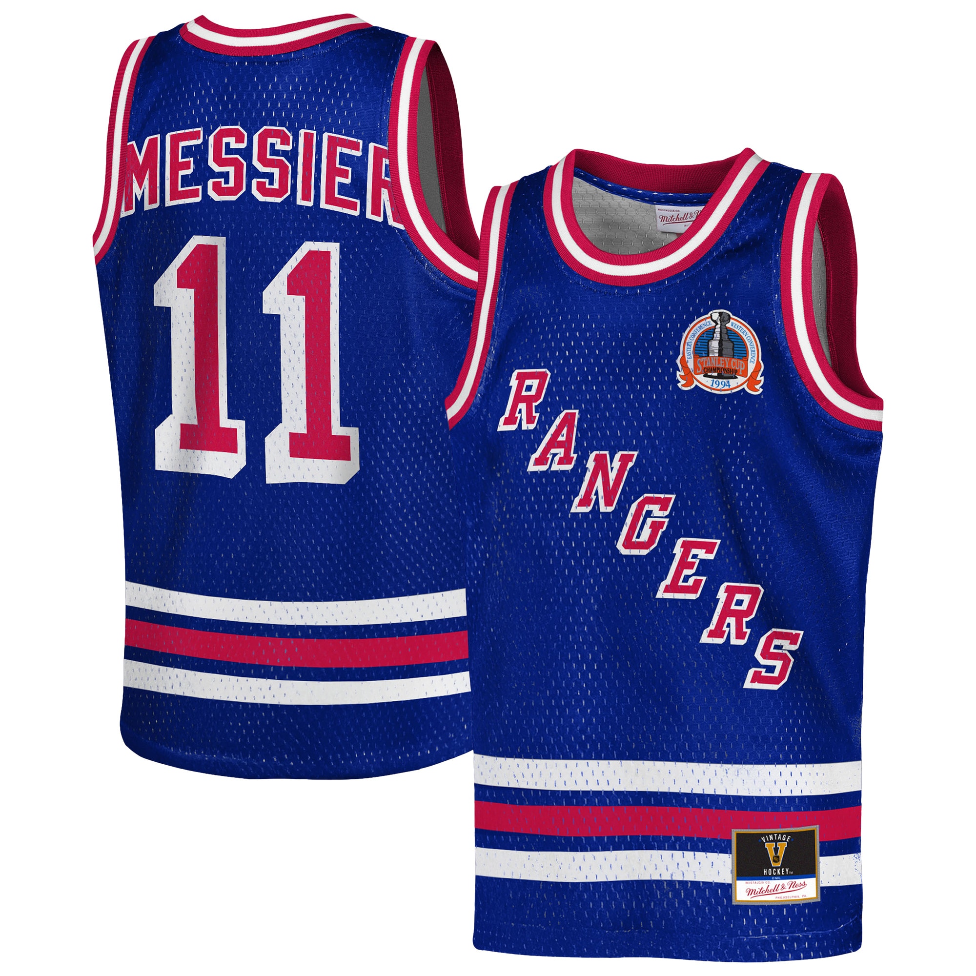 Mark Messier New York Rangers Youth Maxxed Out Fashion Basketball Jersey - Blue