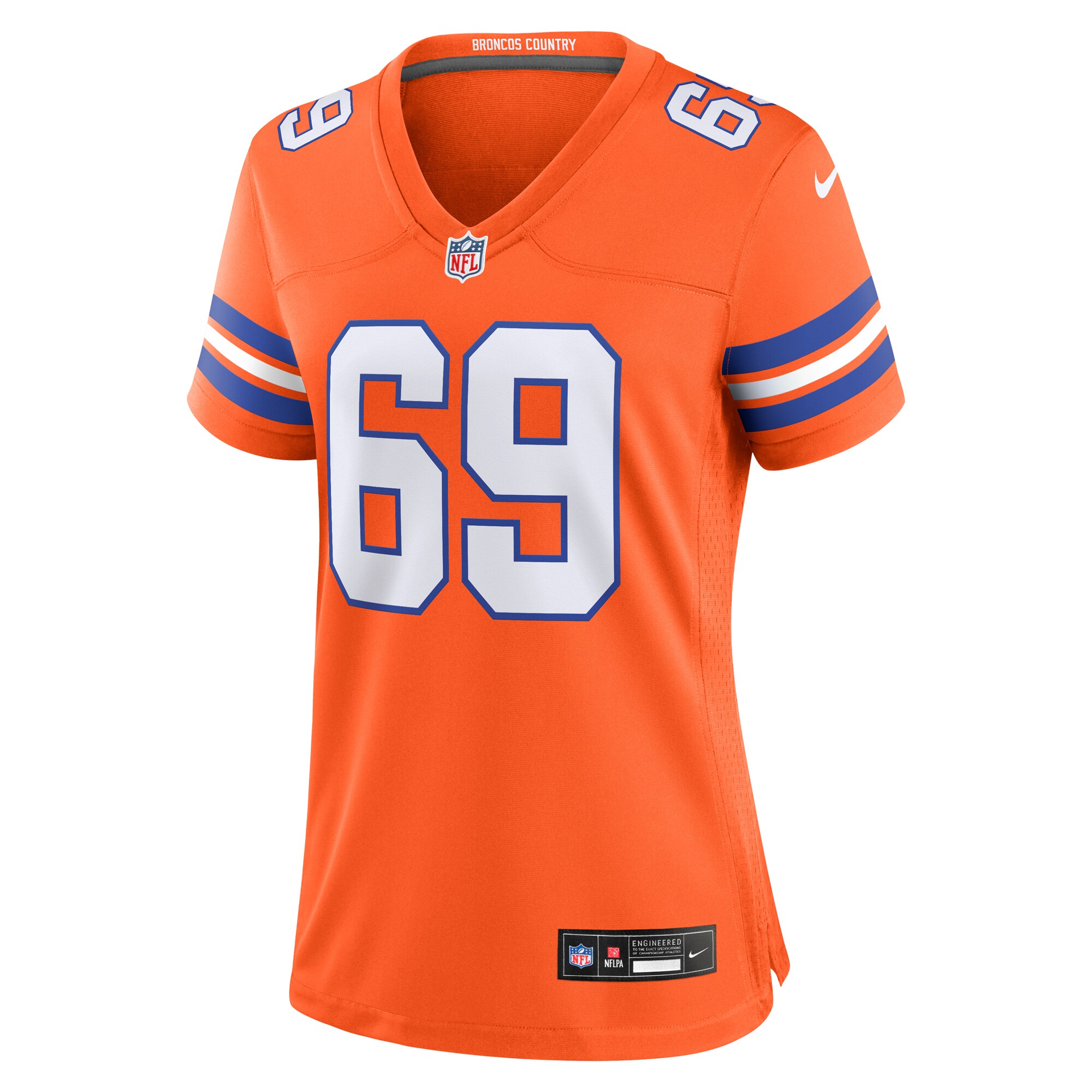 Mark Schlereth Denver Broncos Women’s Mile High Collection 1977 Throwback Retired Player Game Jersey – Orange