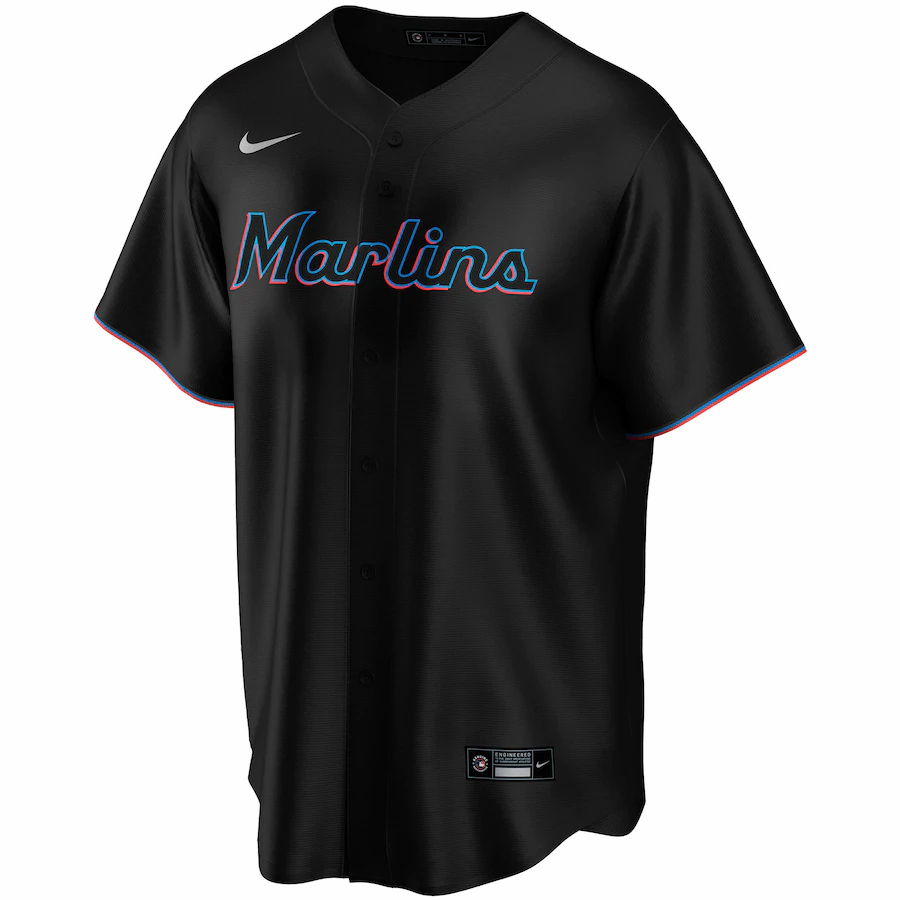 Alternative view of Marlins Black Custom Jersey nike - Nike Marlins Black Alternate Custom