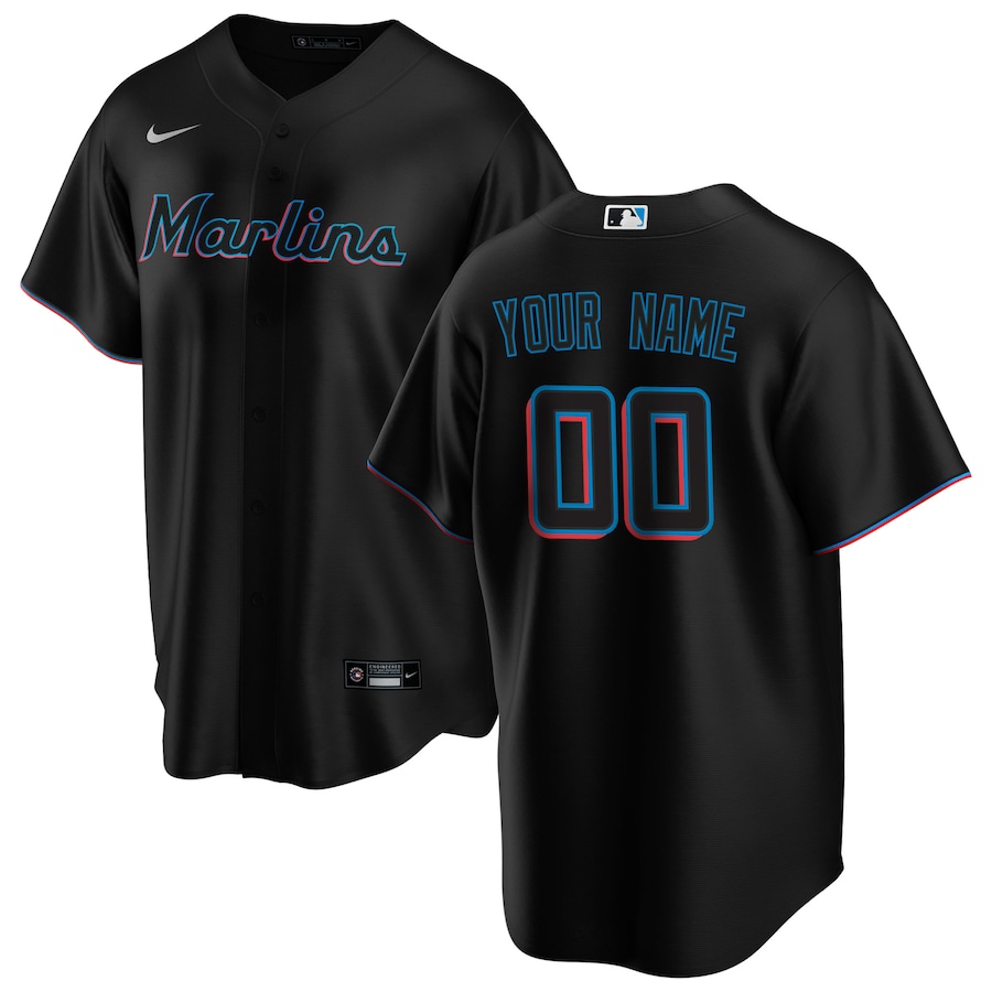Marlins Black Custom Jersey nike - Nike Marlins Black Alternate Custom