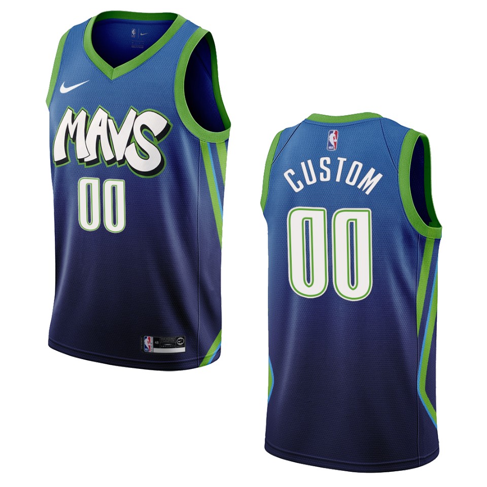 Mavericks Gradient Custom Jersey - Nike - Blue/Green