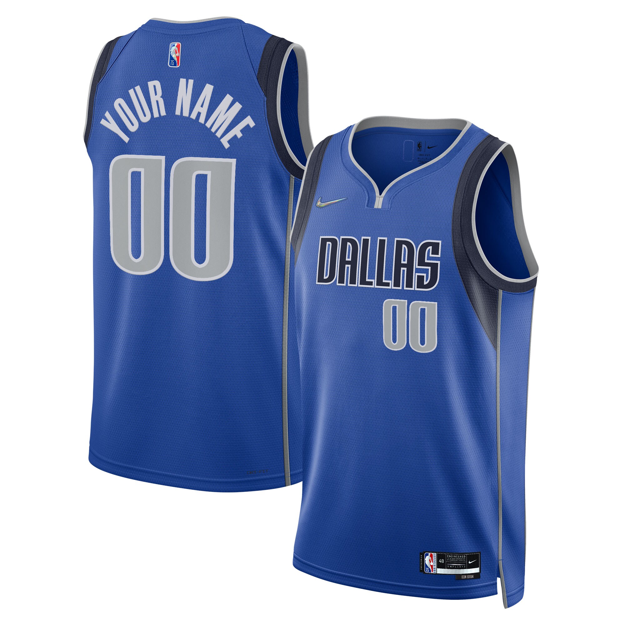 Alternative view of Mavericks Royal Blue Custom Jersey - Nike - Icon Edition