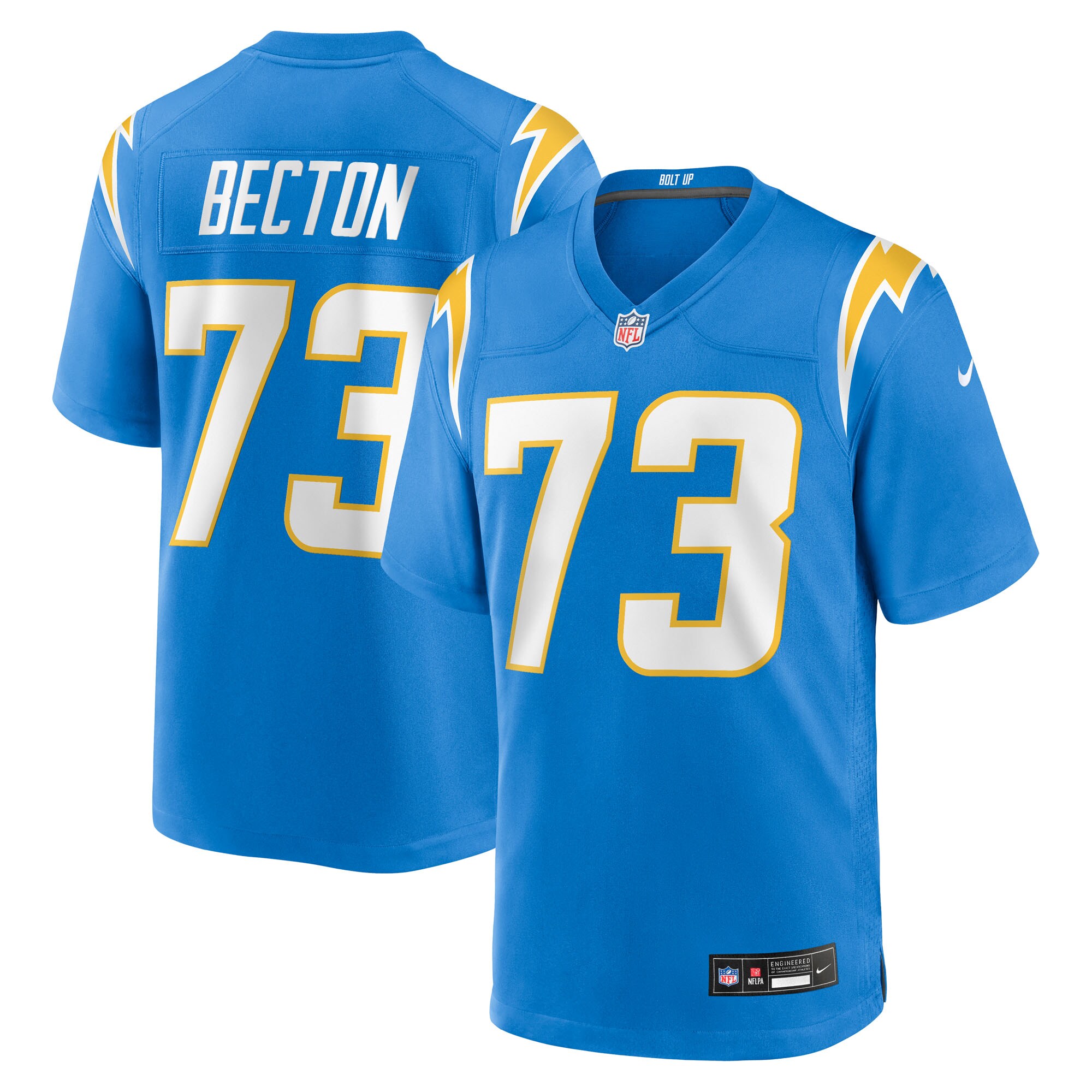 Mekhi Becton Los Angeles Chargers Team Game Jersey - Powder Blue