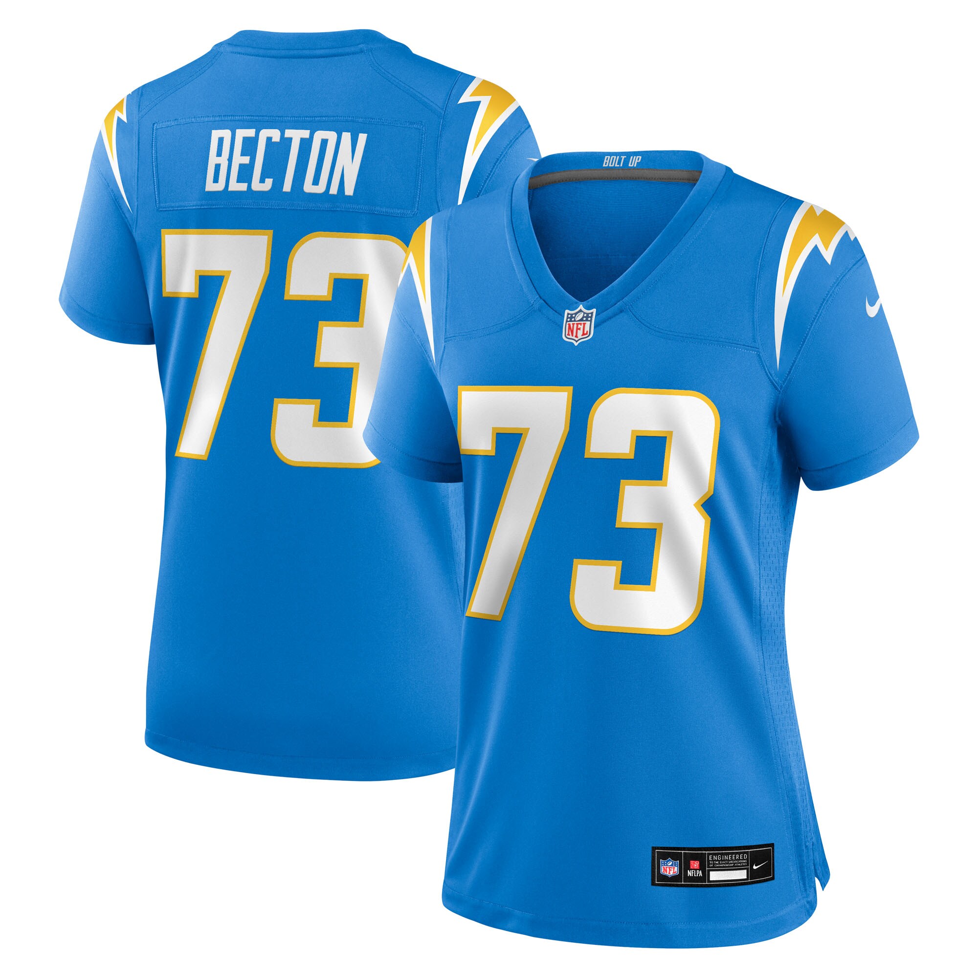 Mekhi Becton Los Angeles Chargers Women's Team Game Jersey - Powder Blue