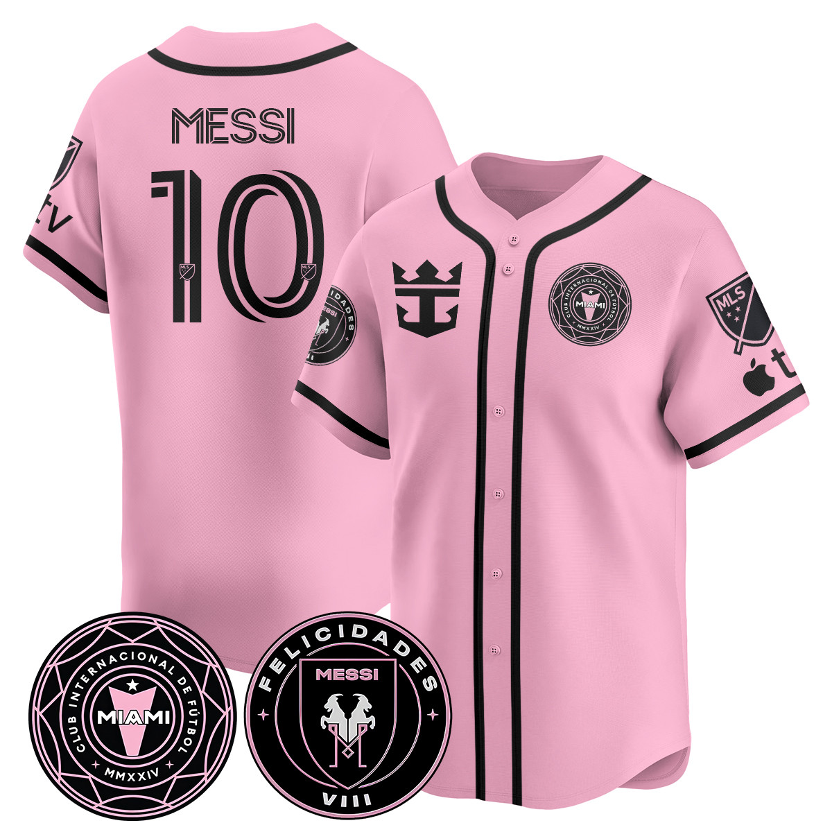 Alternative view of Messi Inter Miami Black Jersey - Pink Trim #10