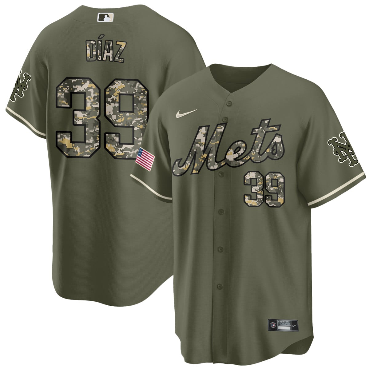 Alternative view of Mets Olive Camo Jersey - Nike - Salute to Service Edition