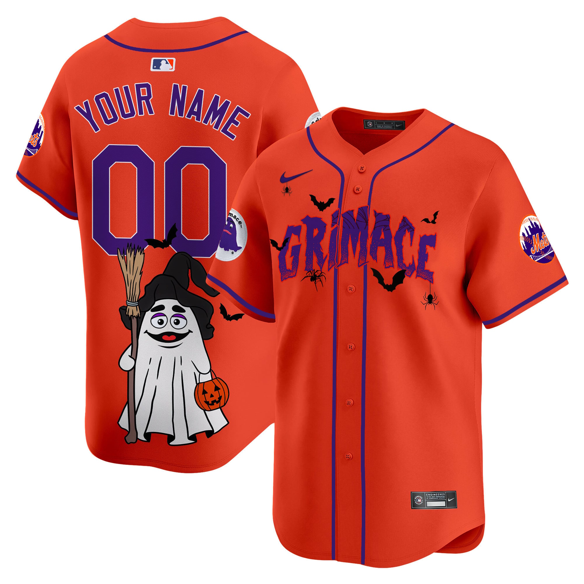 Mets Orange Grimace Jersey - Nike Mets Orange Grimace Halloween Jersey