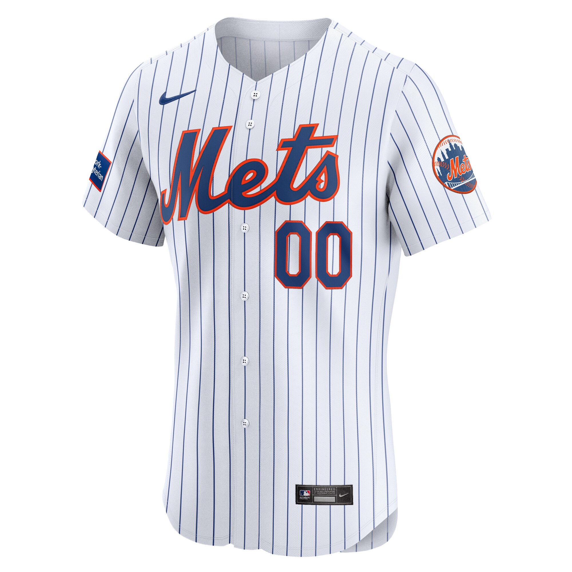 Alternative view of Mets Pinstripe Custom Jersey - Nike - Personalized White