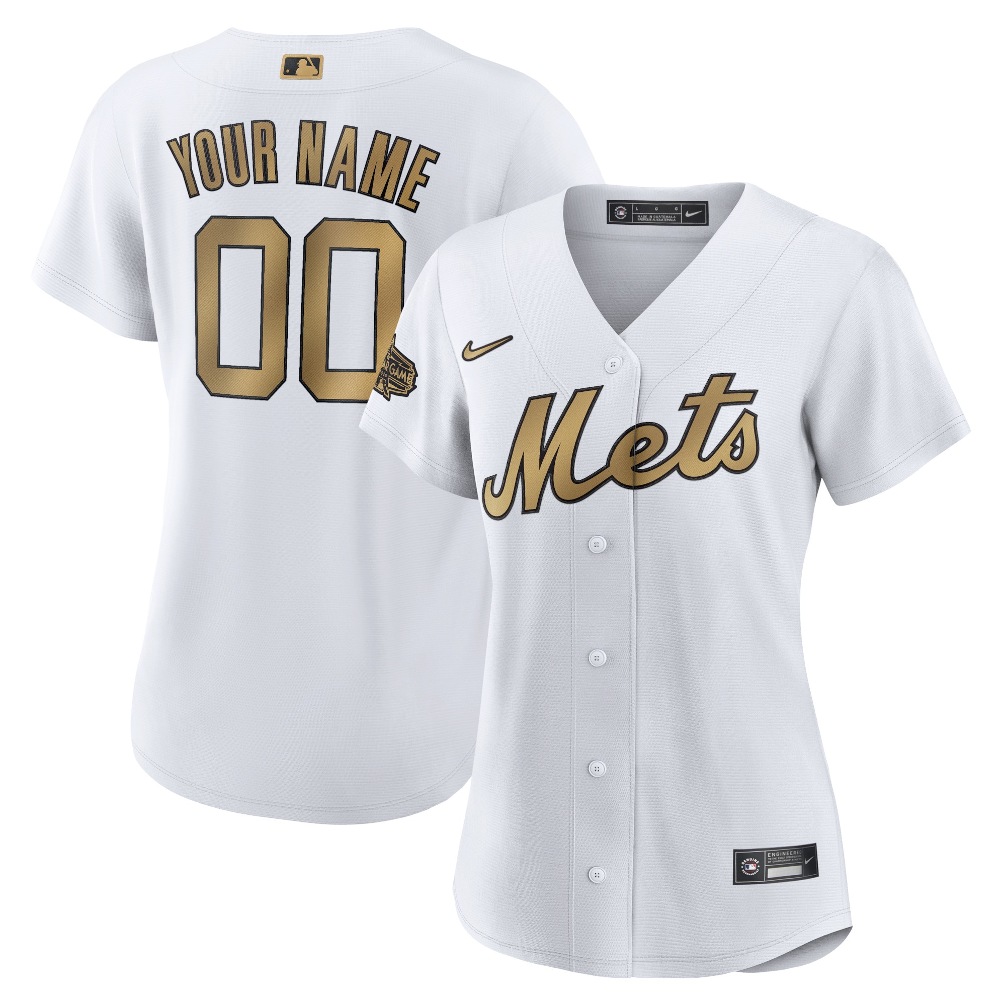 Mets White Gold Women’s Jersey - Nike Mets White & Gold Women’s Custom