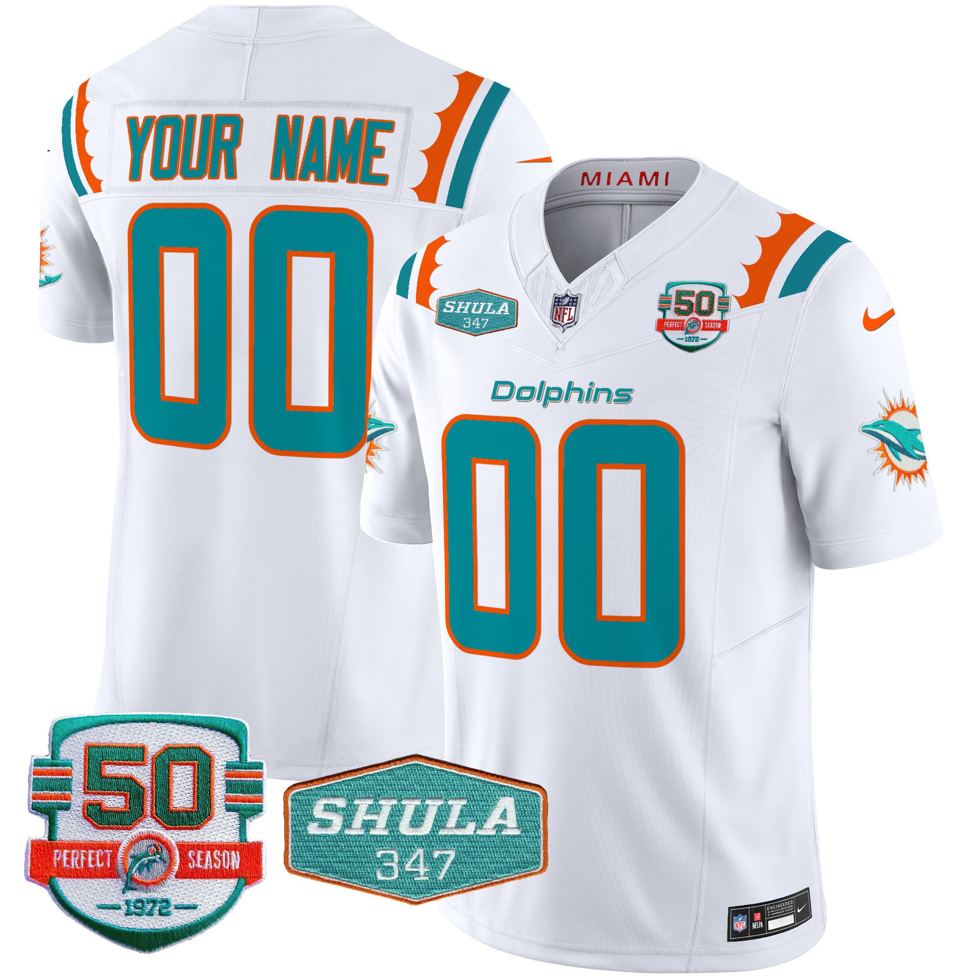 Alternative view of Miami Dolphins Custom Teal Jersey - Nike Limited Edition