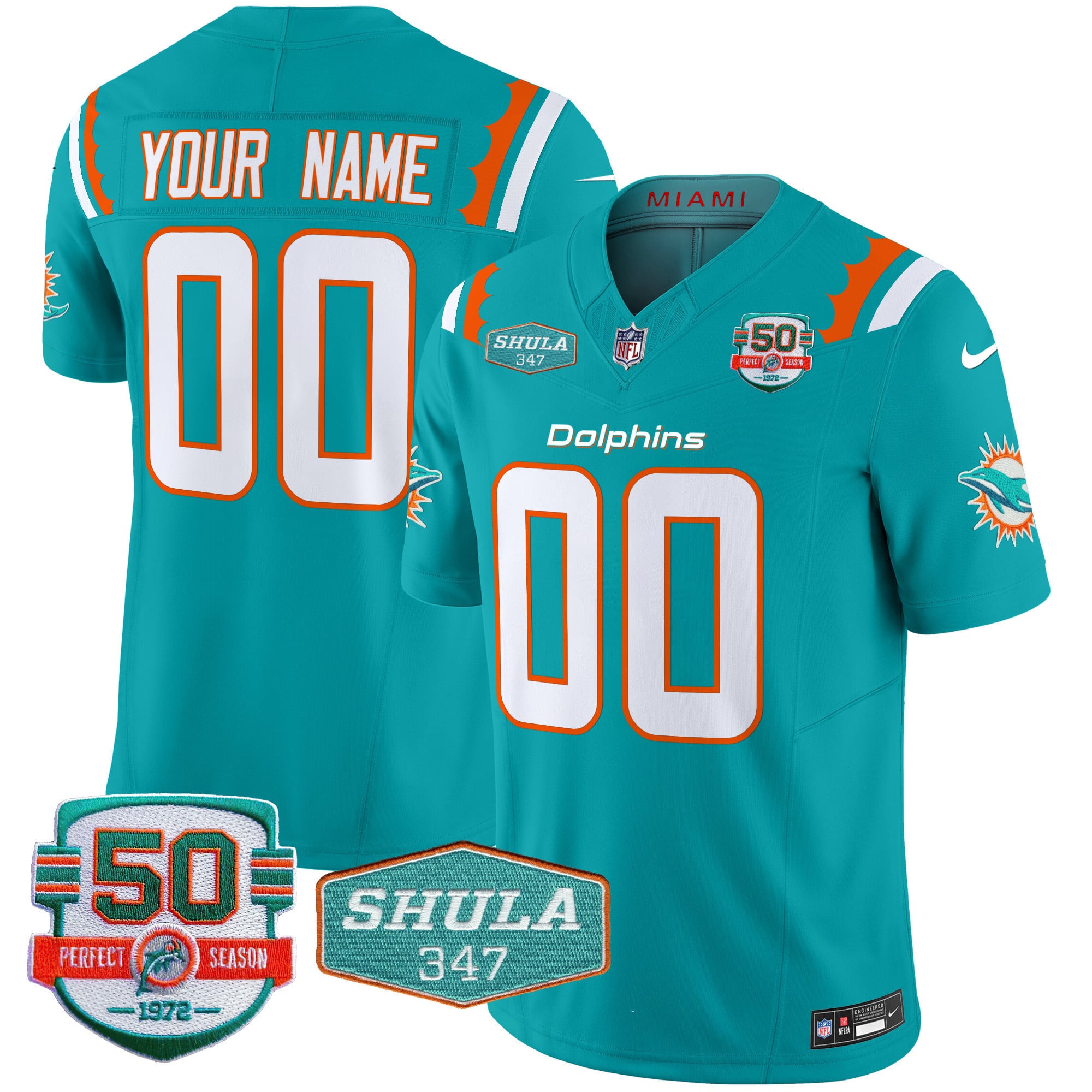 Miami Dolphins Custom Teal Jersey - Nike Limited Edition