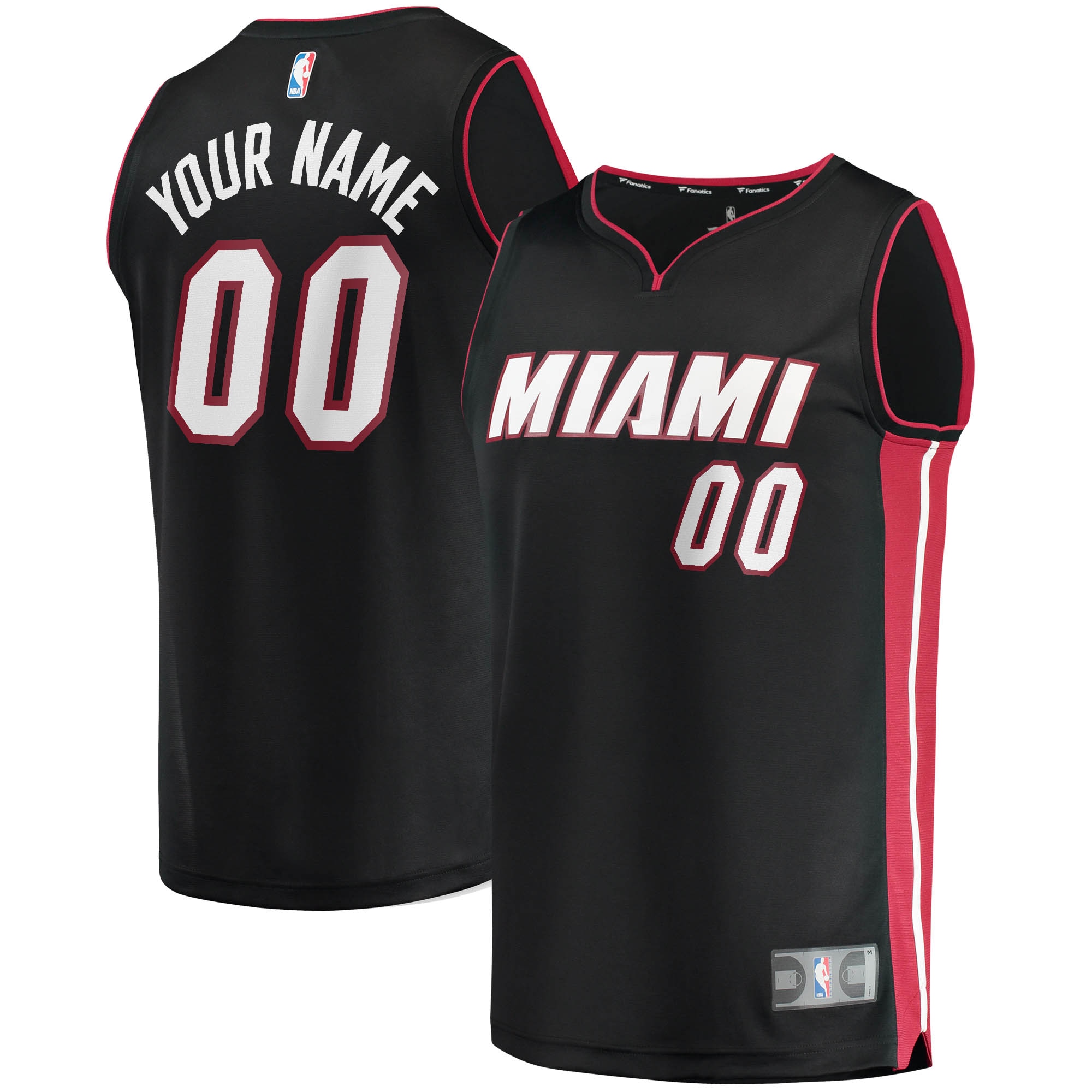 Miami Heat Fanatics Youth Fast Break Custom Jersey Black - Icon Edition