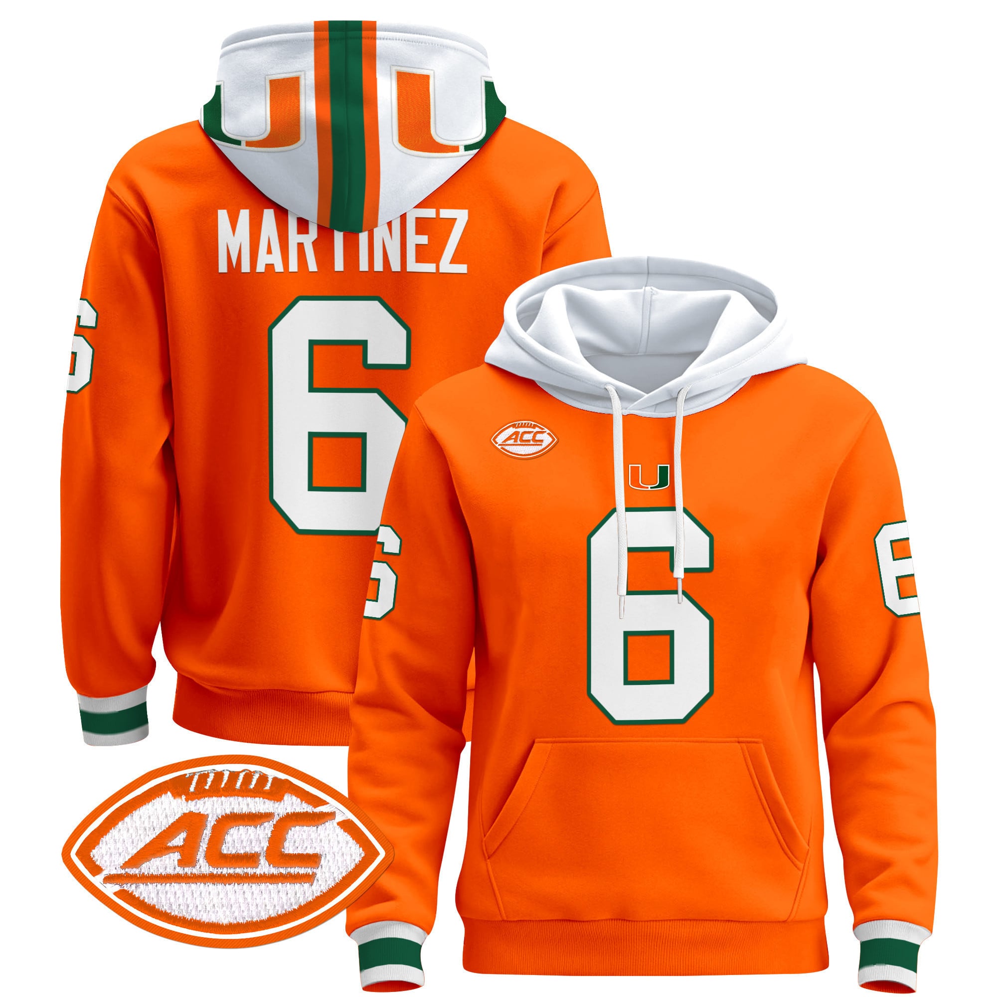 Alternative view of Miami Hurricanes Orange Hoodie - Miami Hurricanes Ward #1 Orange